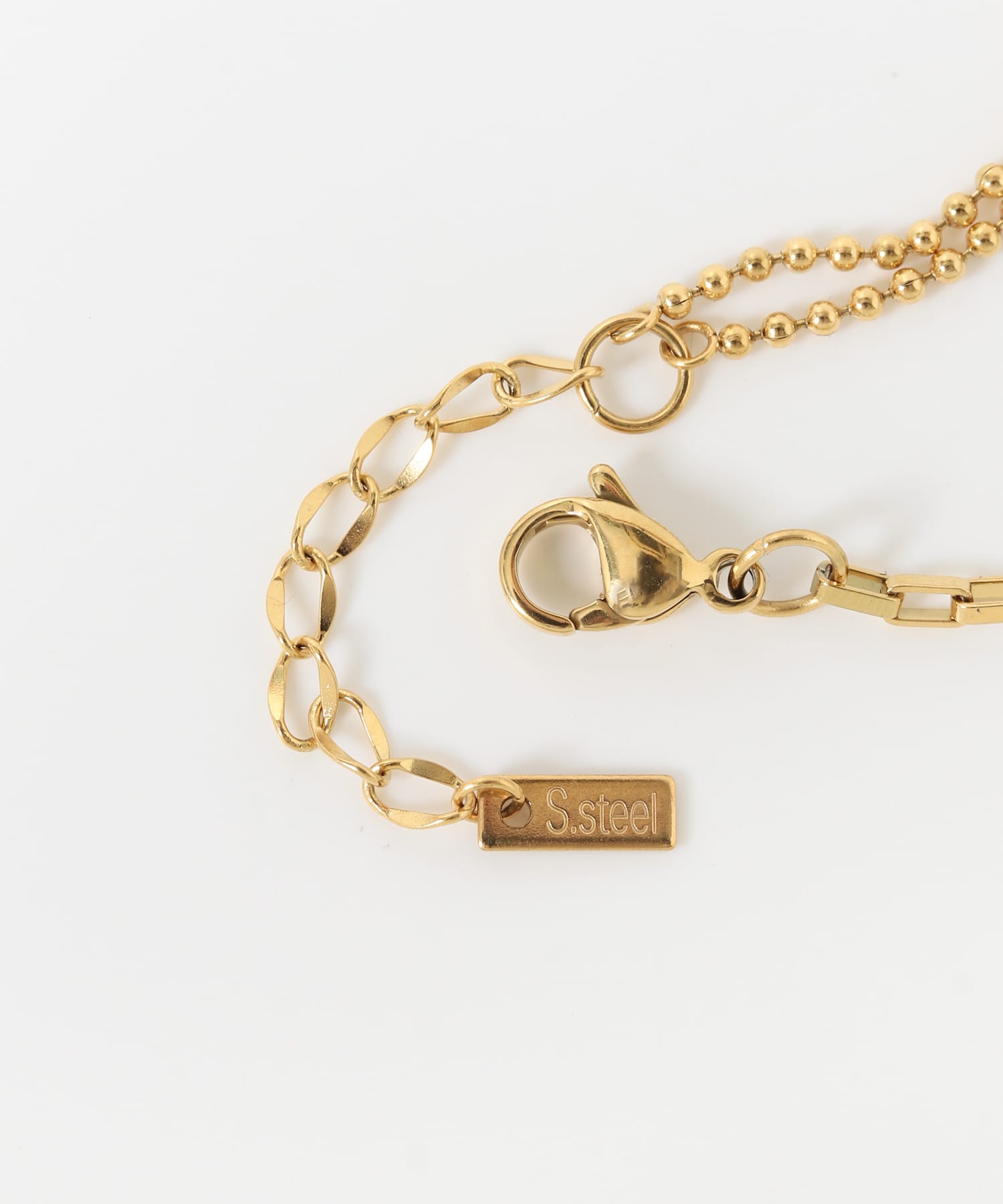 ステンレスサークルコンビチェーンブレスレット GLD -