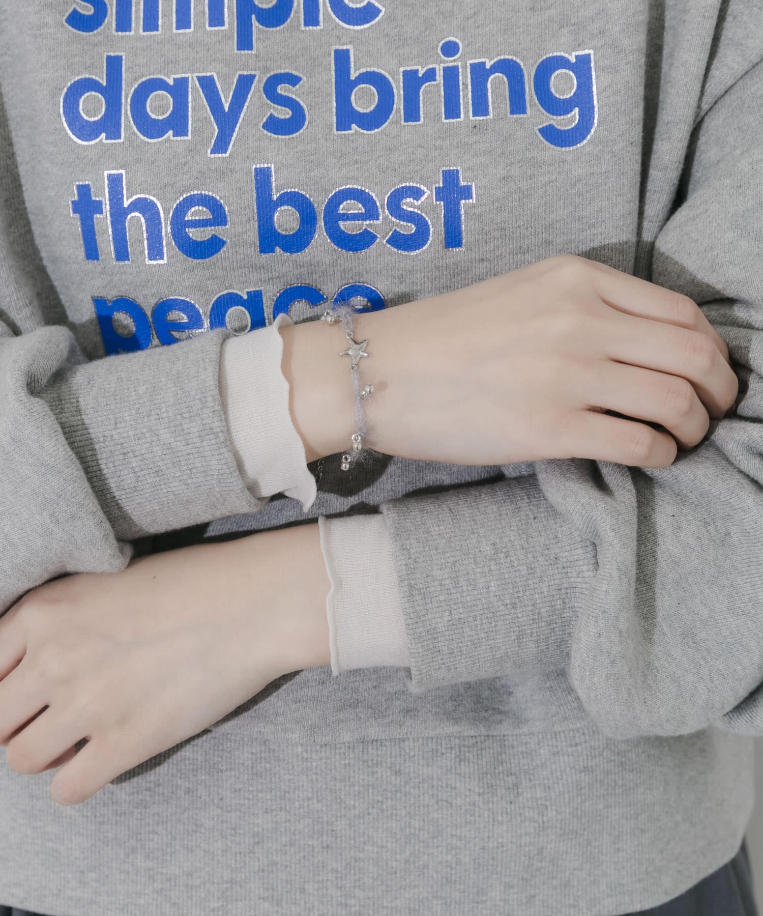 ウールヤーンチャームブレスレット GRY -