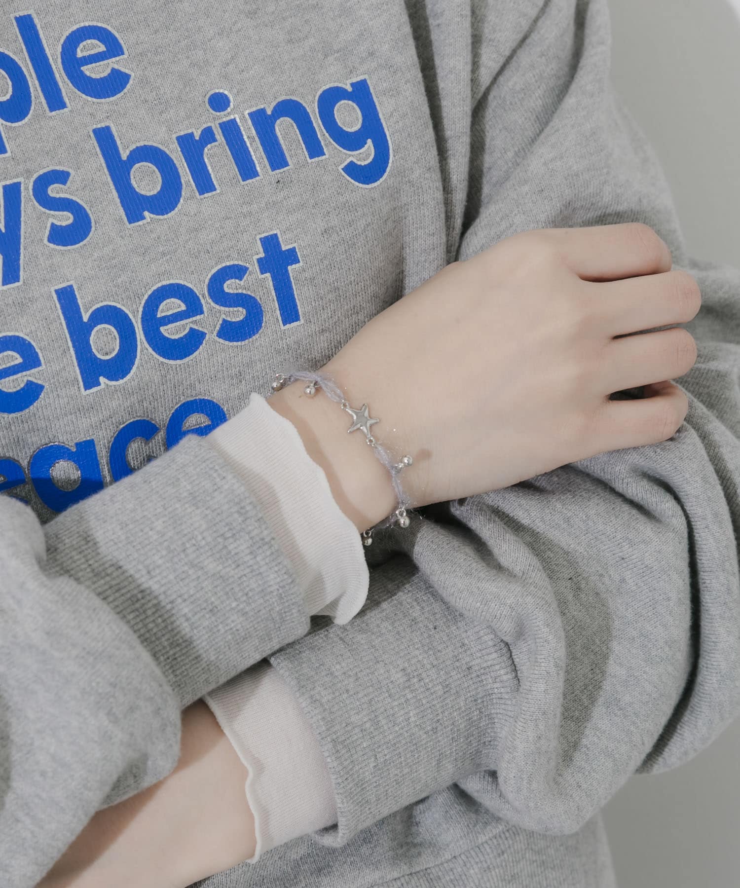 ウールヤーンチャームブレスレット GRY -