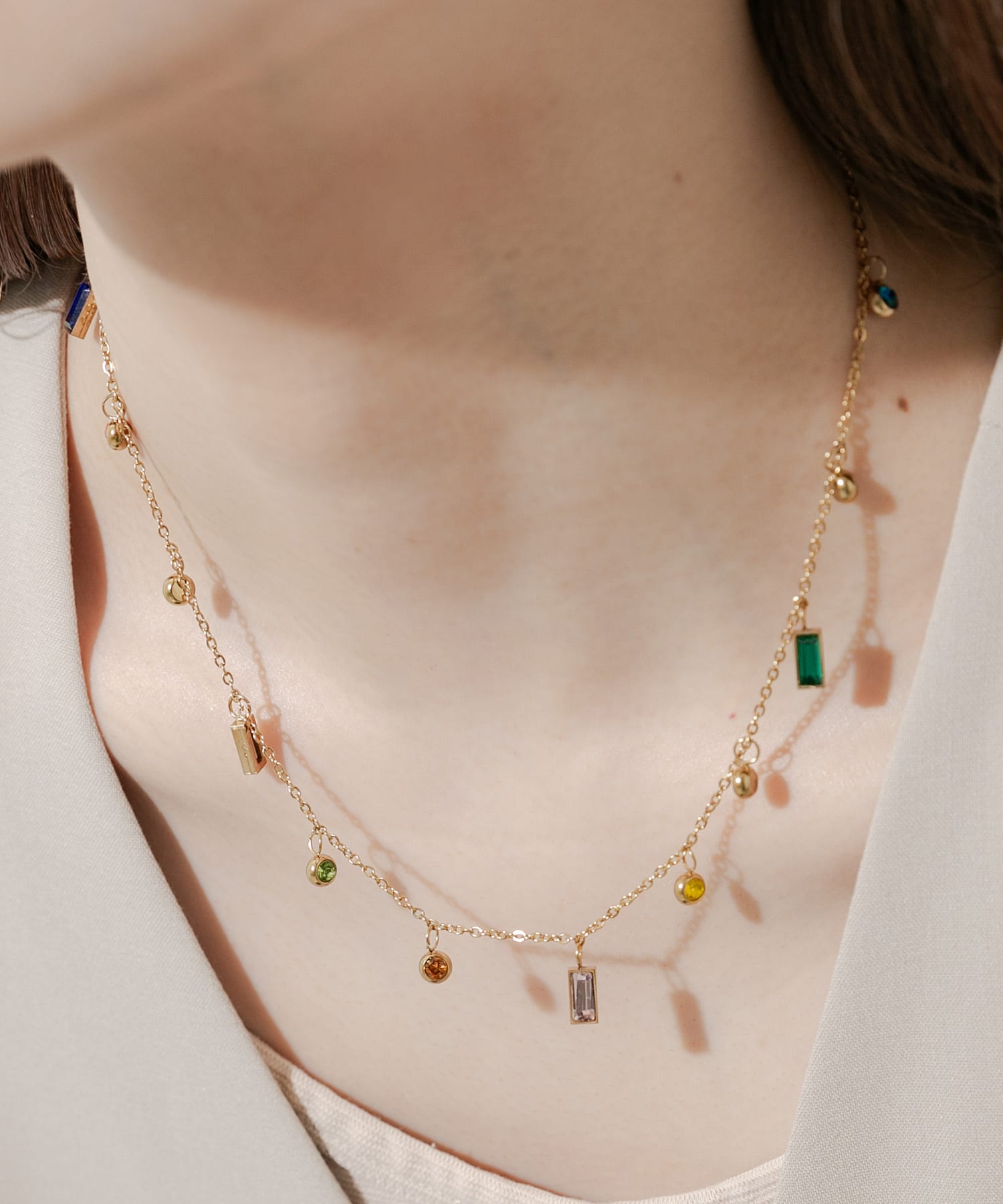 ビジューチャームネックレス GLD -