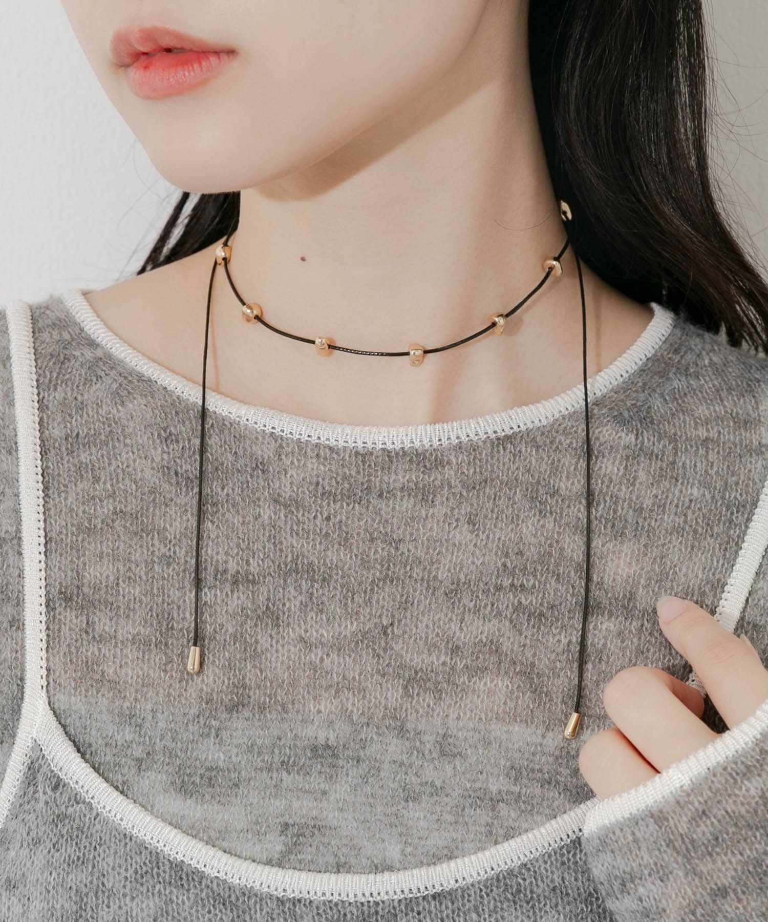 ストーンモチーフコードチョーカーネックレス