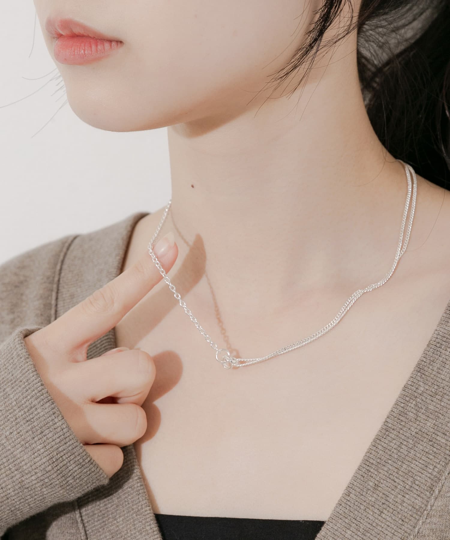 トリプルリングチェーンコンビネックレス(- SLV): アクセサリー｜URBAN