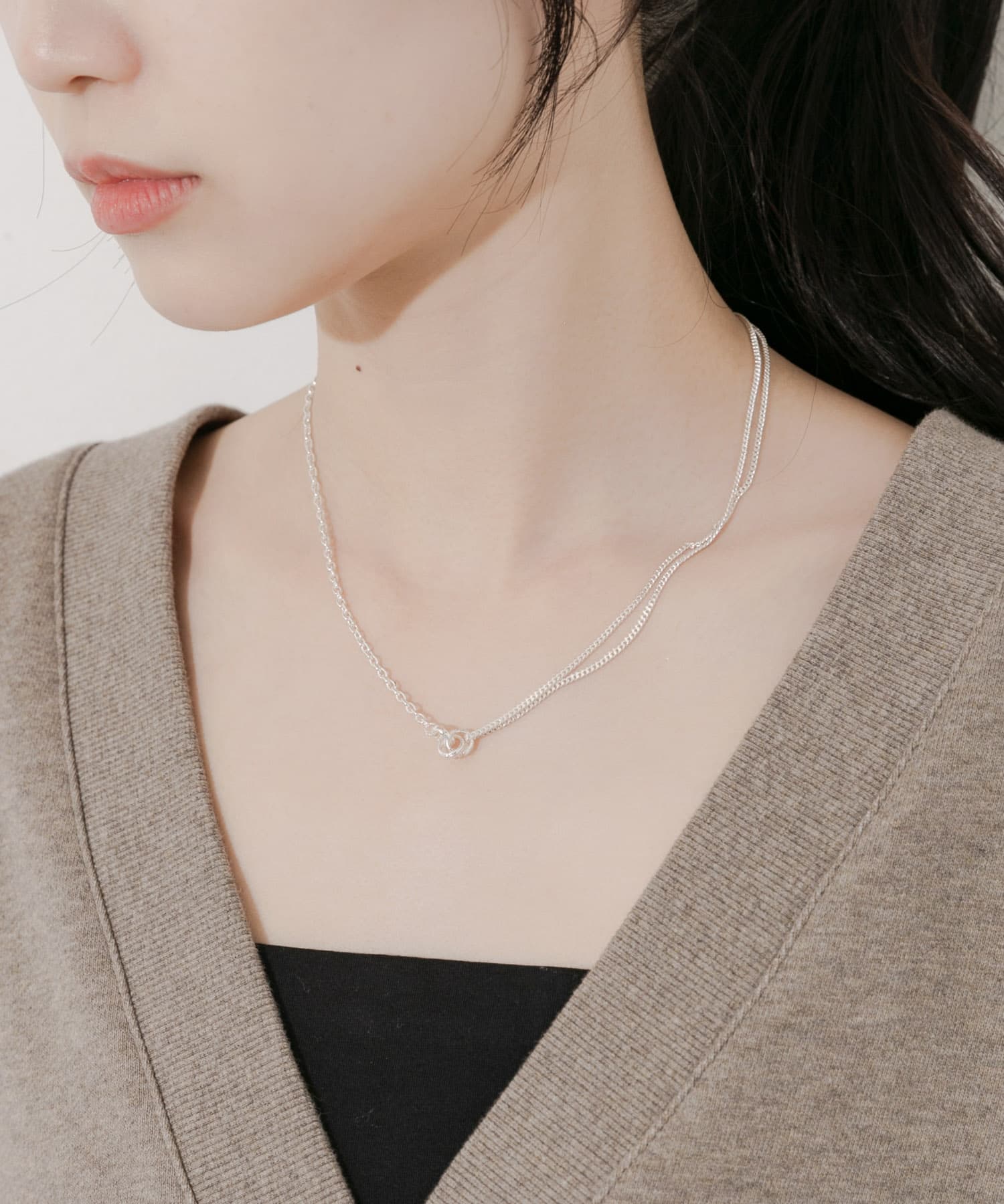 トリプルリングチェーンコンビネックレス(- SLV): アクセサリー｜URBAN
