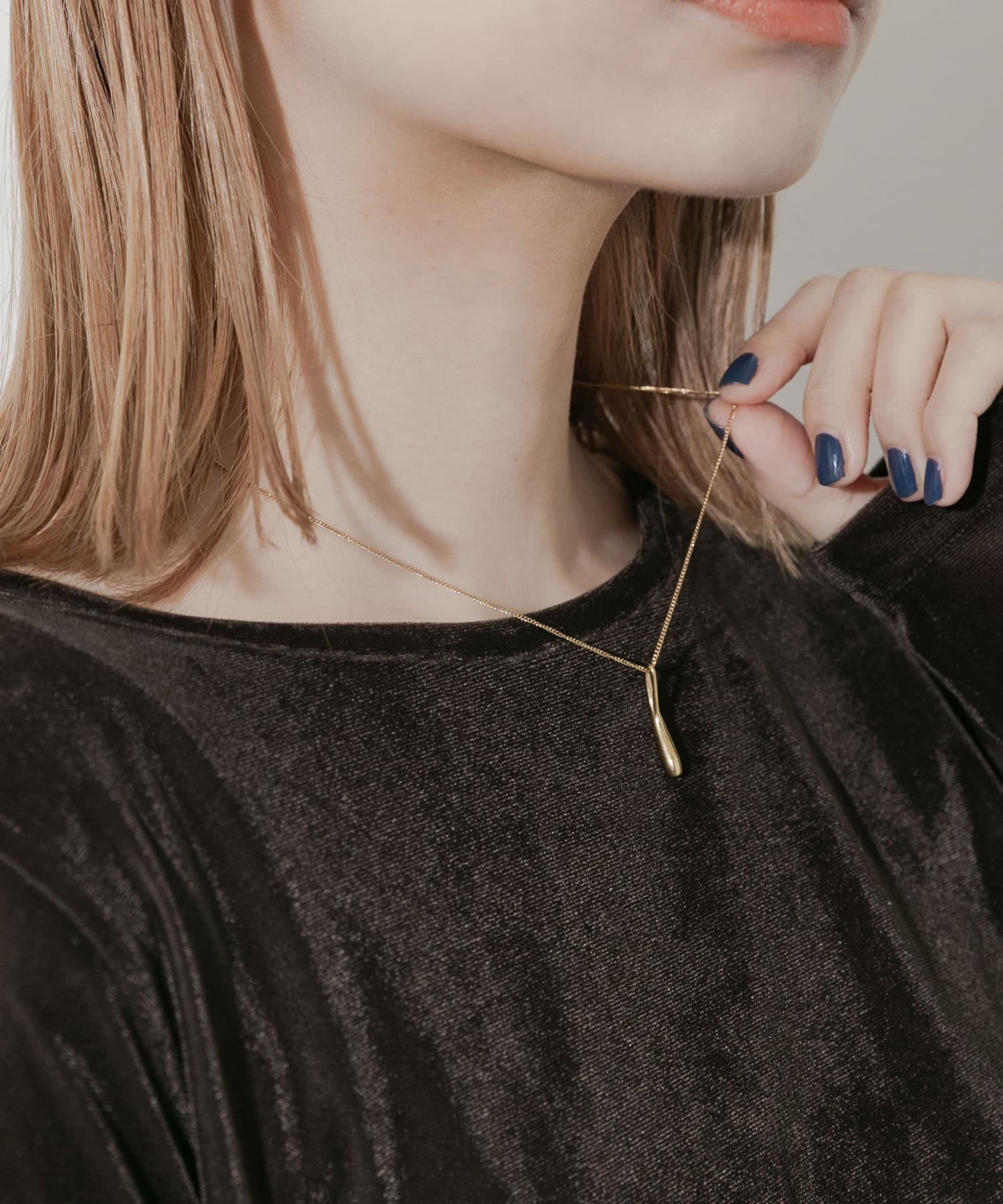 ステンレスニュアンスドロップトップネックレス