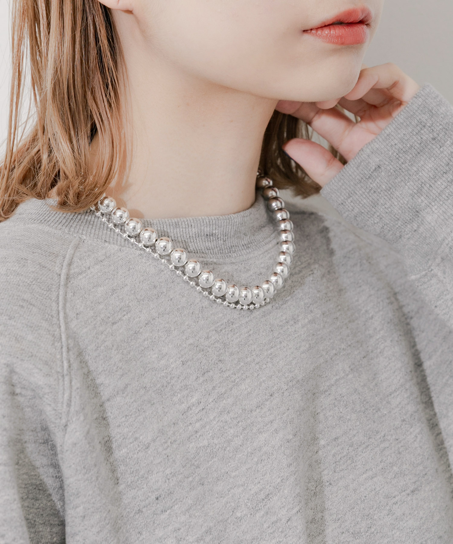 メタルボール2セットネックレス SLV -