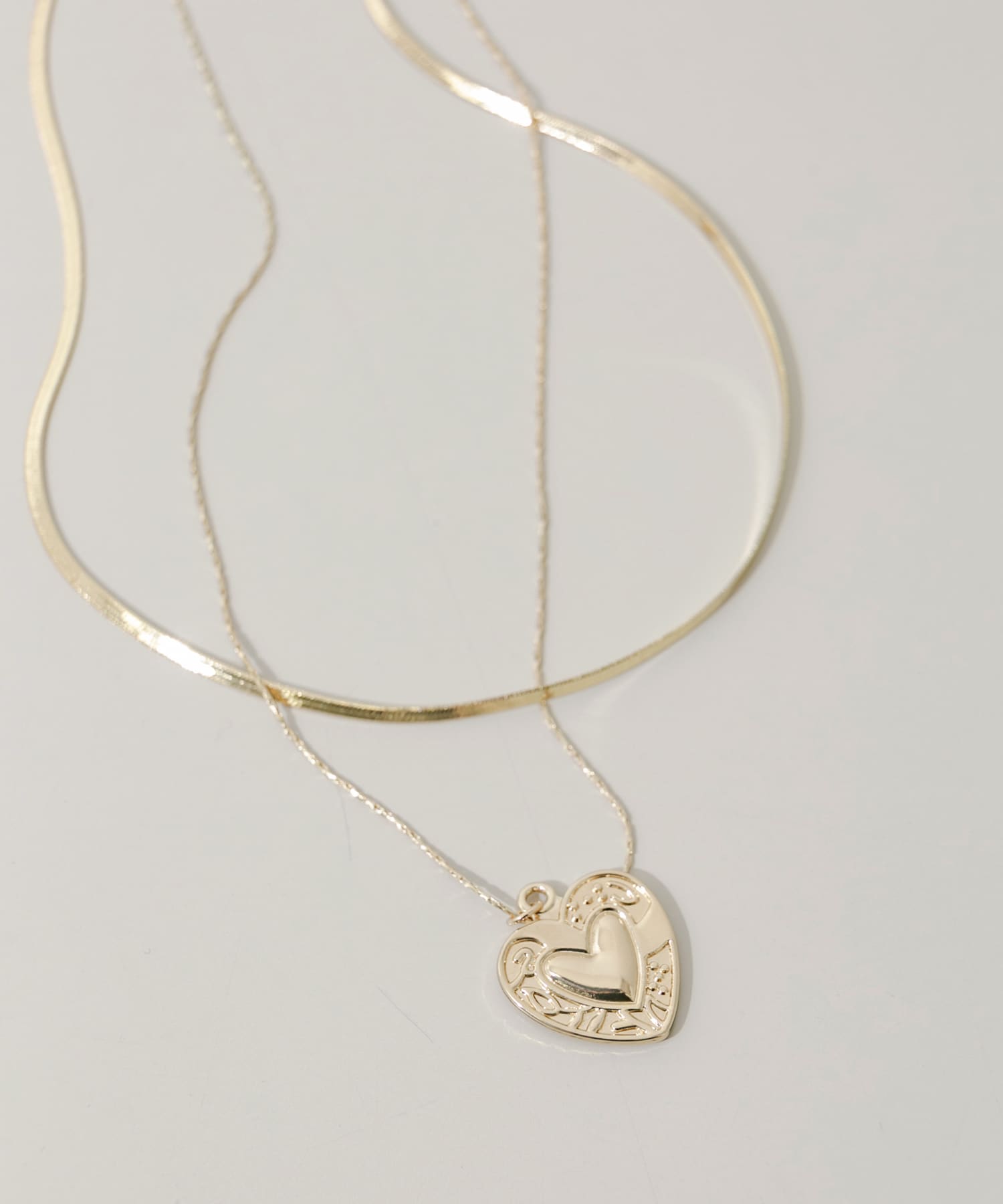 ハートプレートレイヤードネックレス