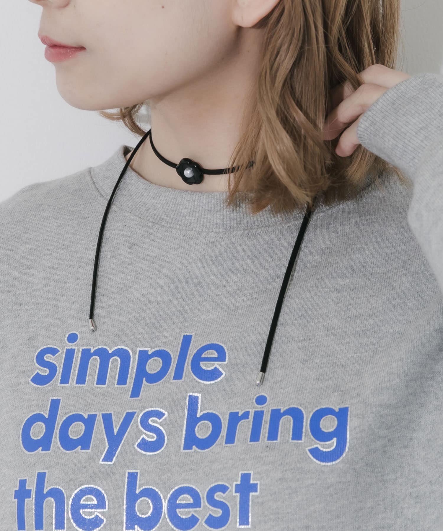 フラワートップチョーカーネックレス BLK -