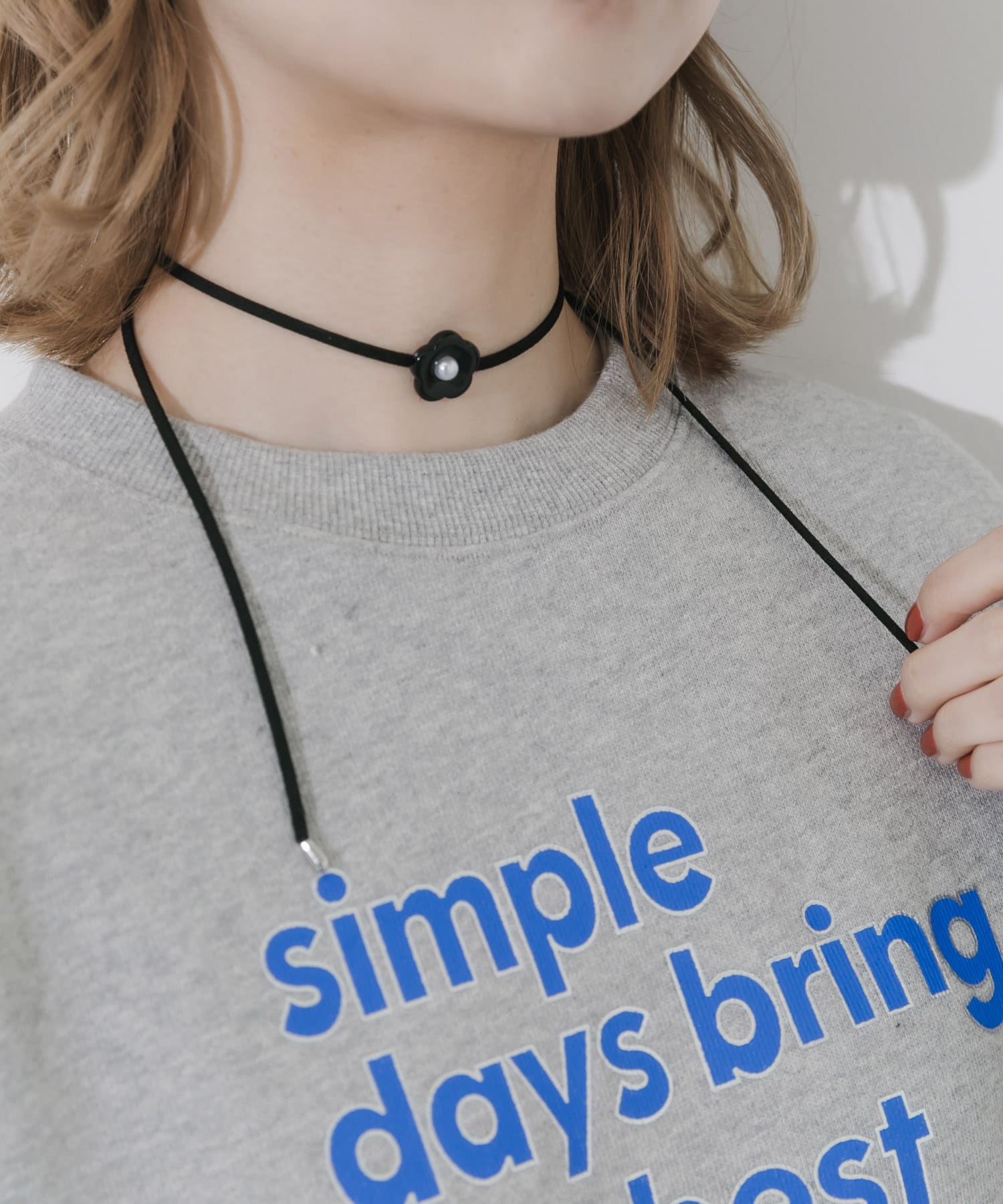 フラワートップチョーカーネックレス BLK -