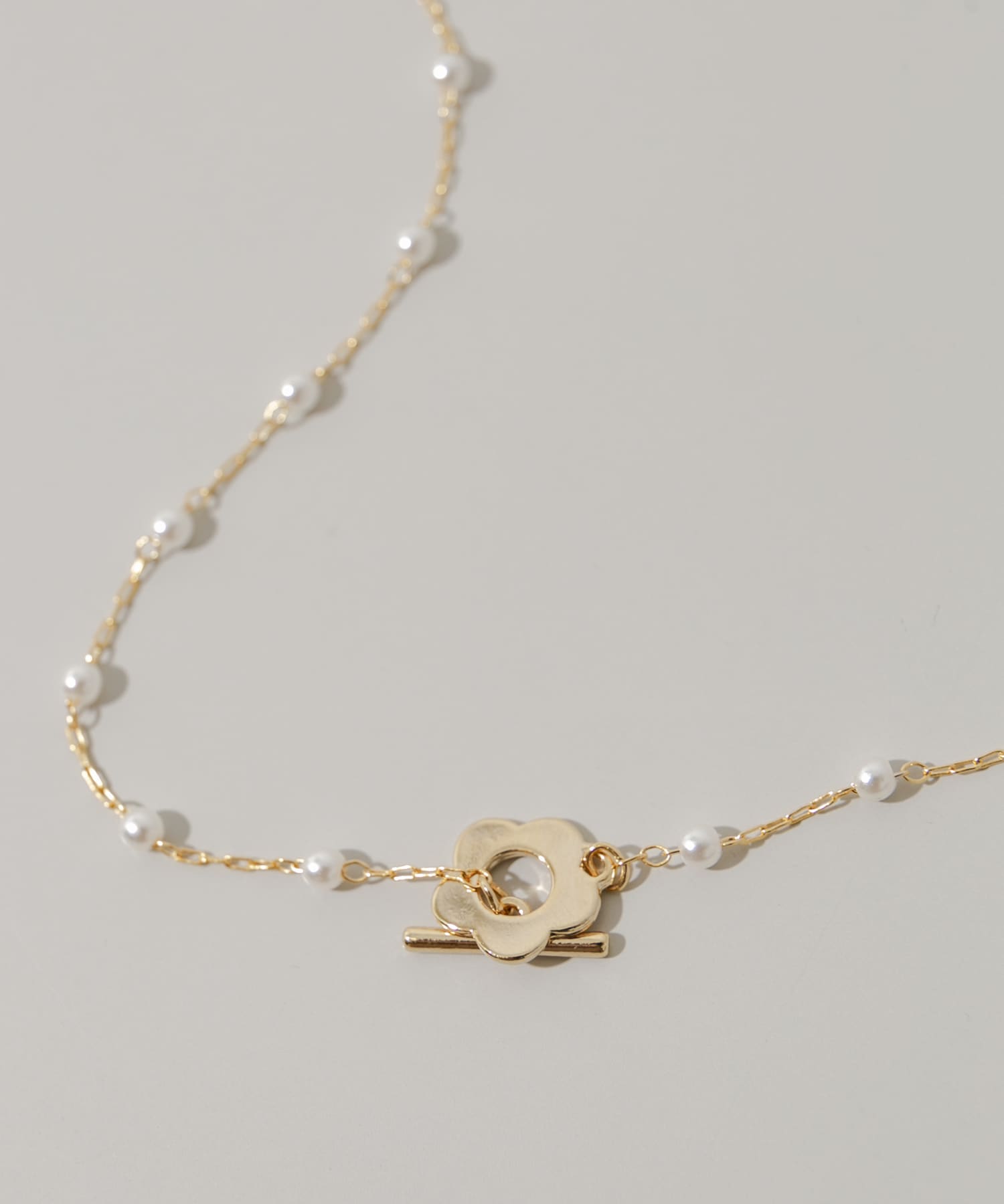 フラワーマンテルパールネックレス GD/WH -
