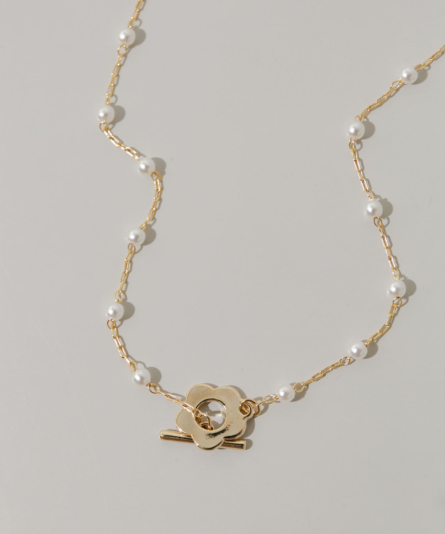 フラワーマンテルパールネックレス GD/WH -