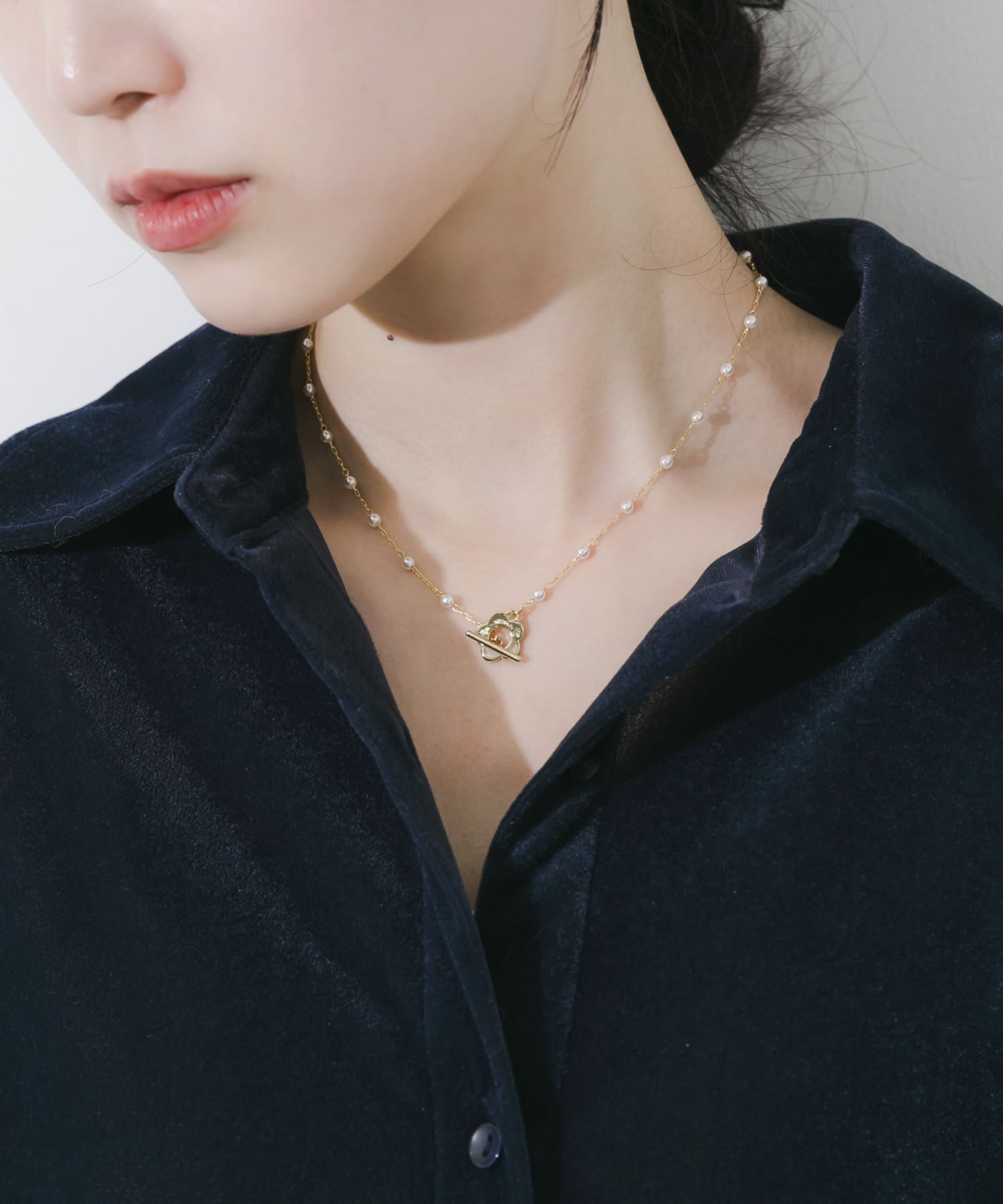 フラワーマンテルパールネックレス GD/WH -