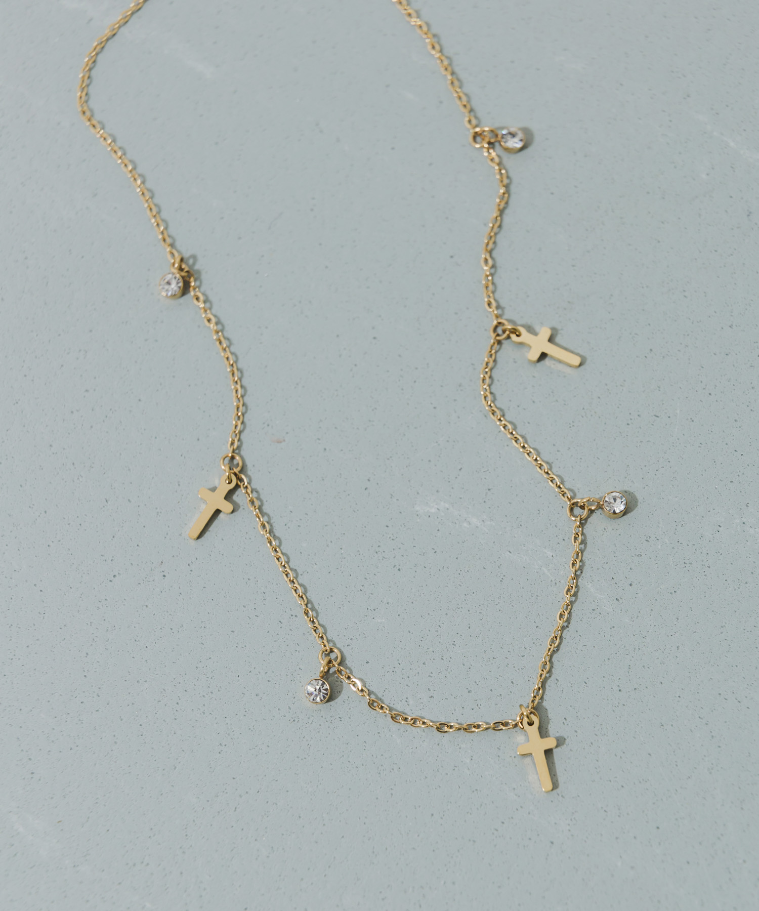 ステンレスクロスチャームネックレス GLD -