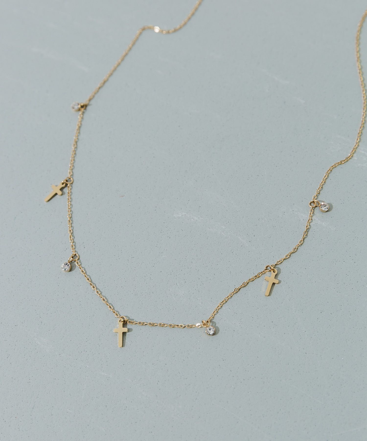 ステンレスクロスチャームネックレス GLD -