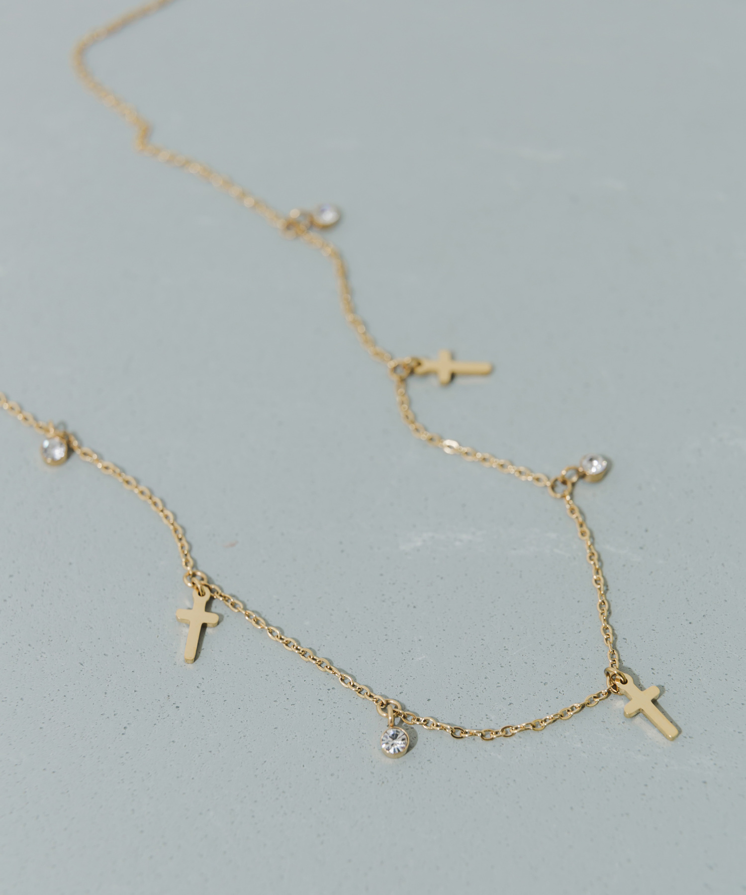 ステンレスクロスチャームネックレス GLD -