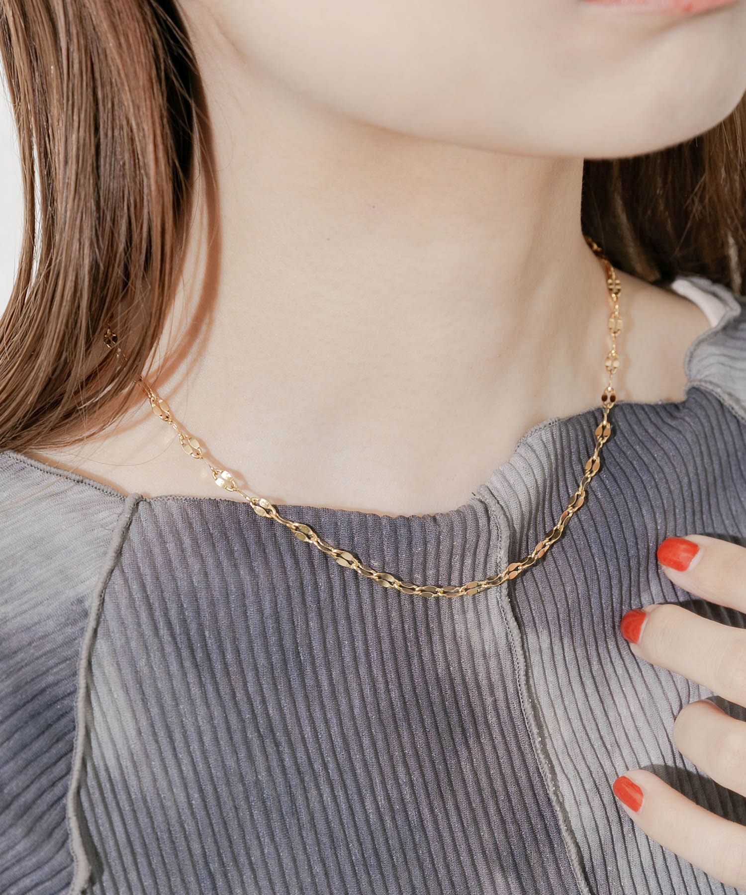 ステンレスペタルチェーンネックレス GLD -
