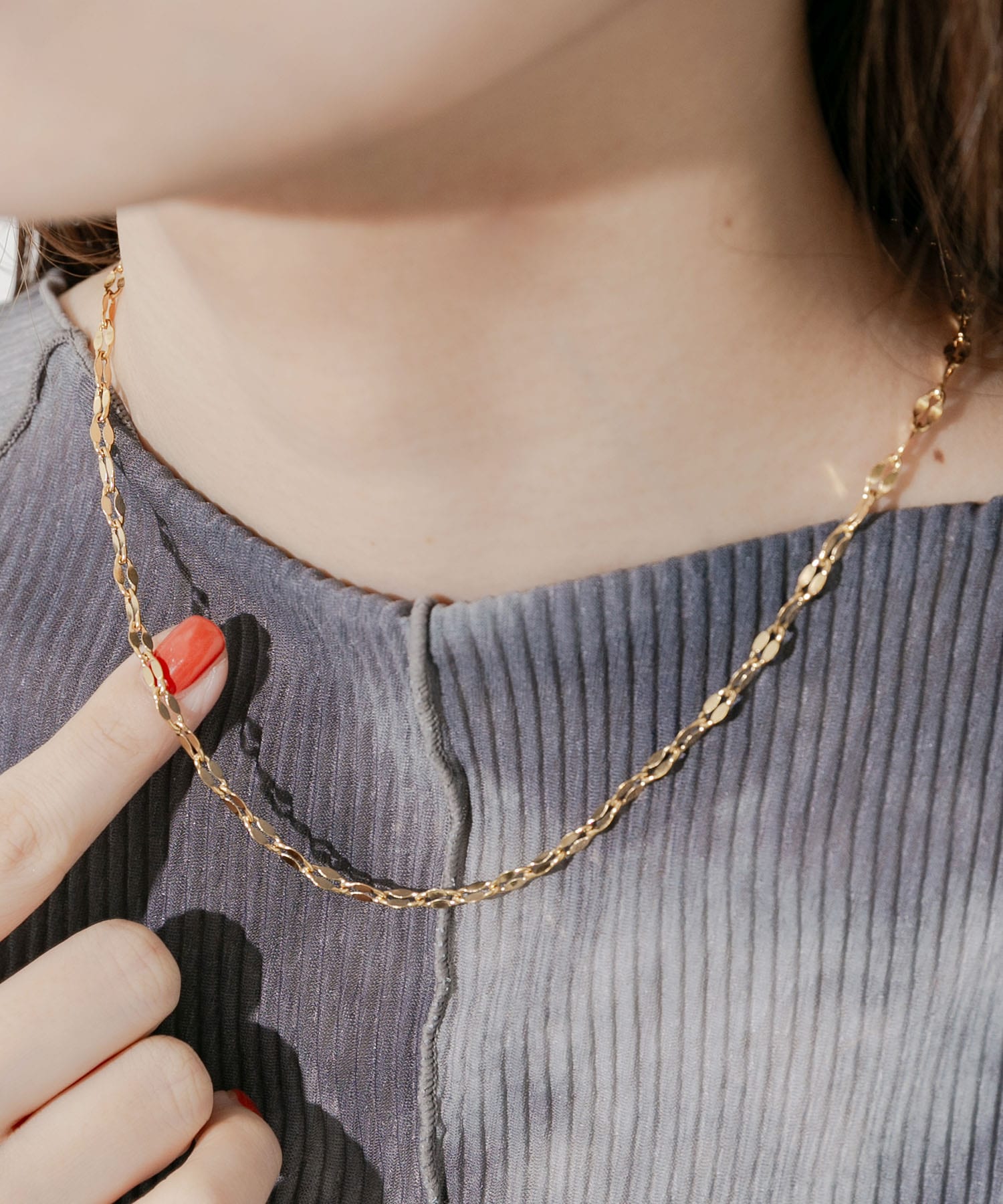 ステンレスペタルチェーンネックレス GLD -