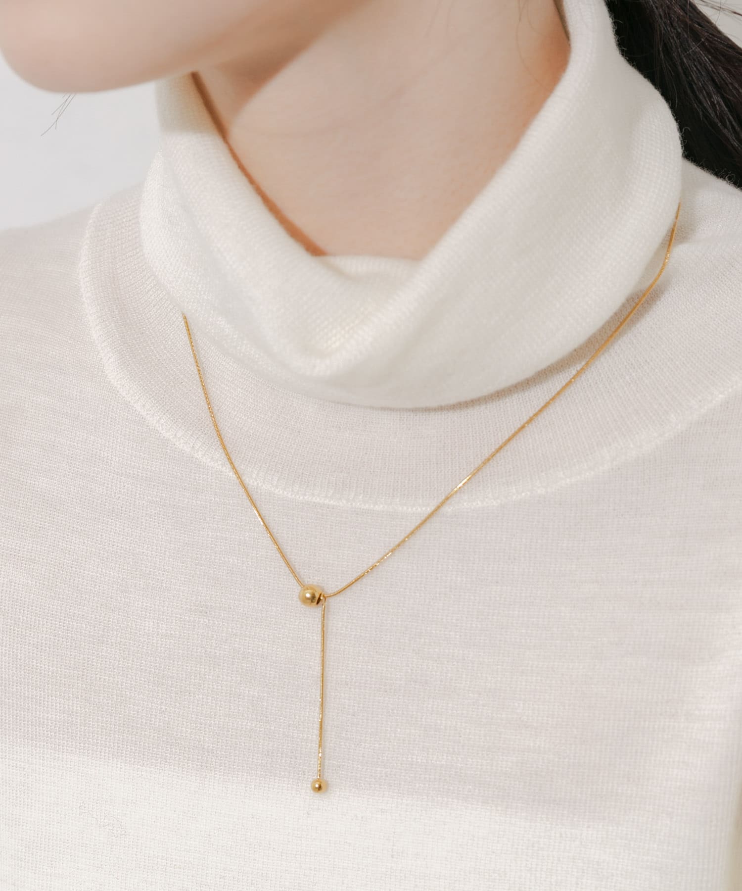 ステンレスボールトップYネックレス GLD -