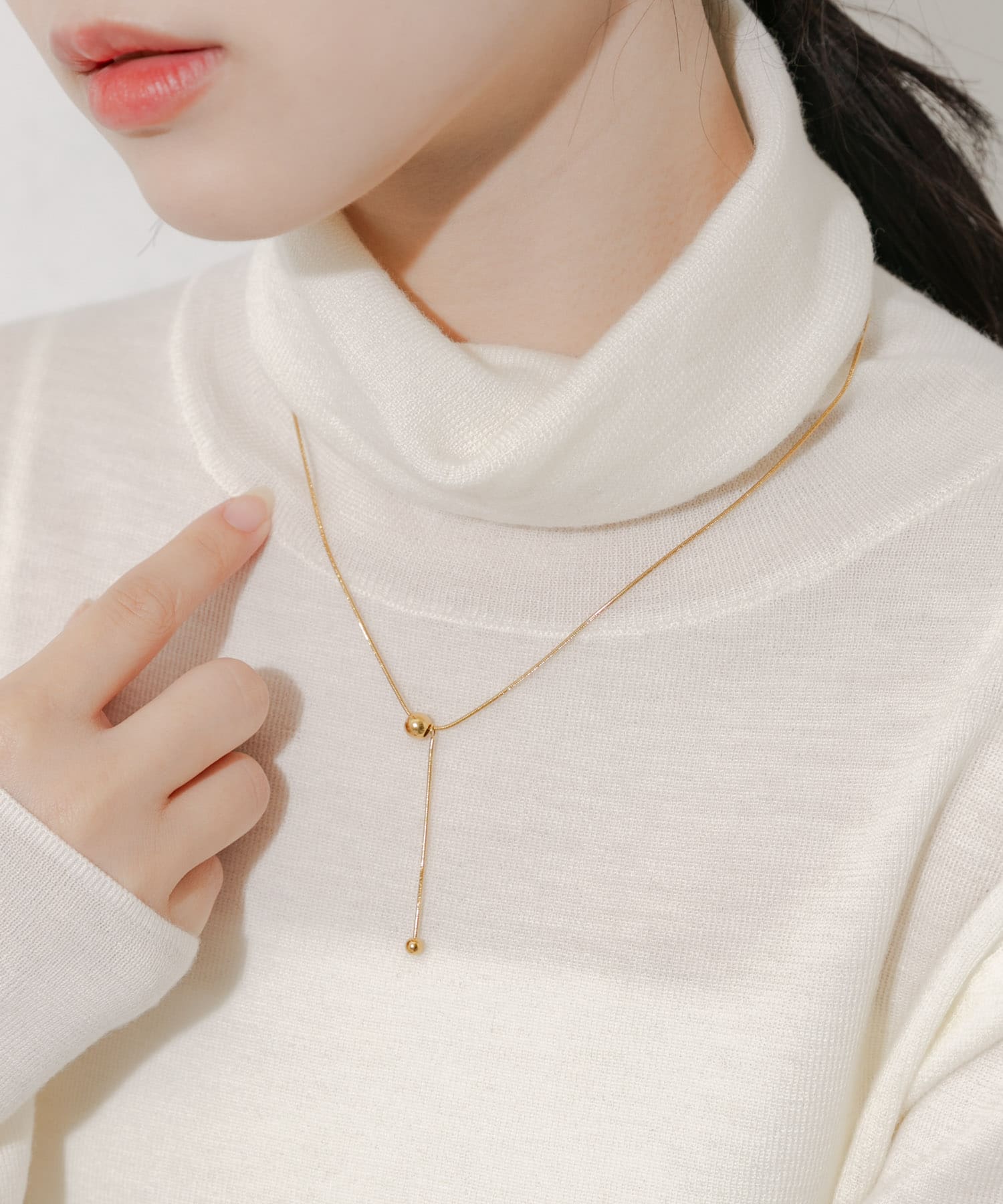 ステンレスボールトップYネックレス GLD -