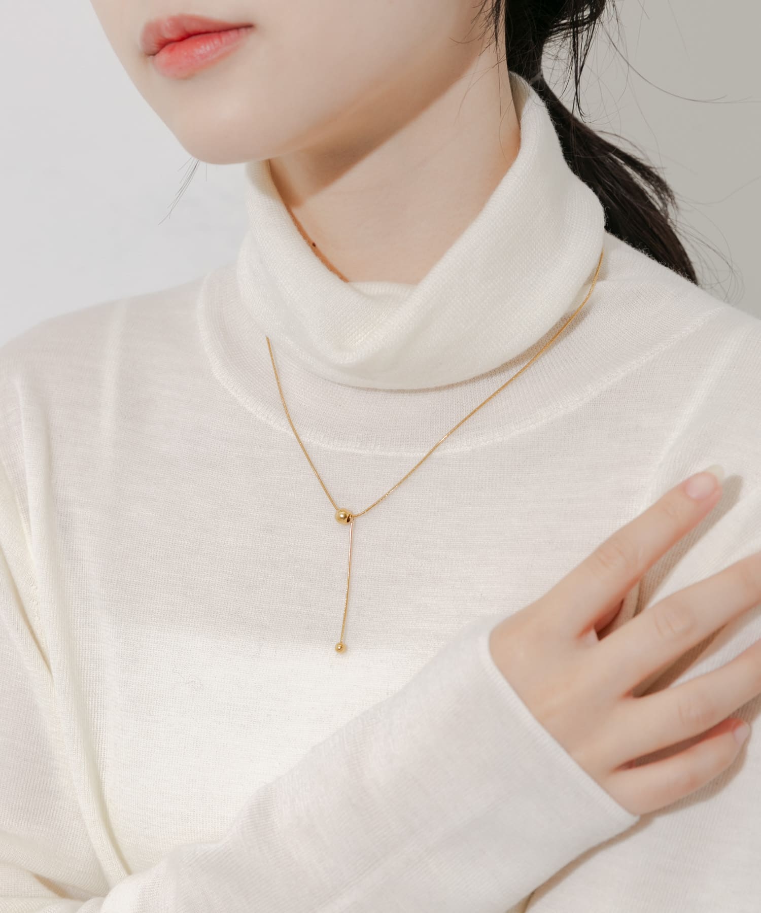 ステンレスボールトップYネックレス GLD -