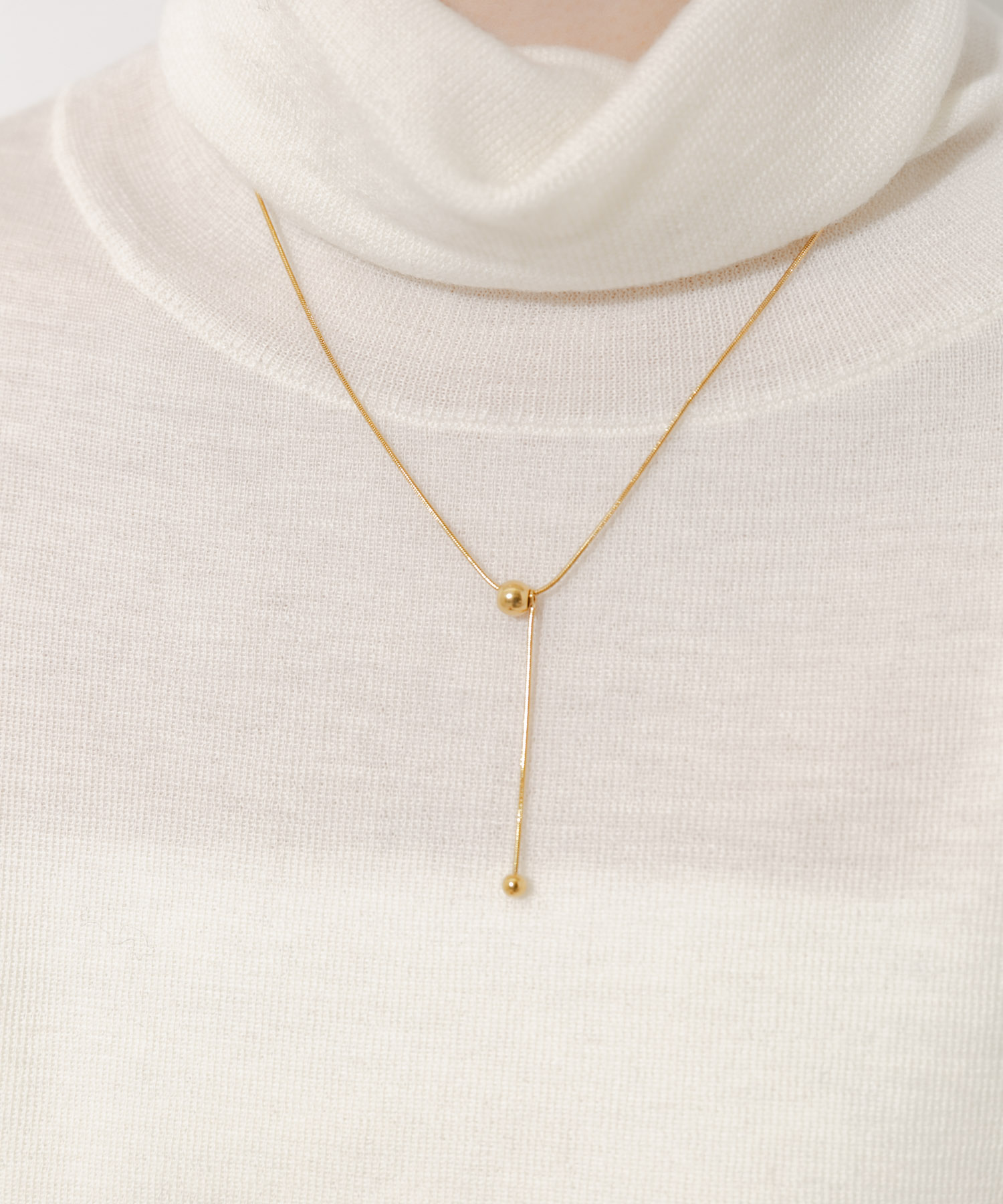 ステンレスボールトップYネックレス GLD -