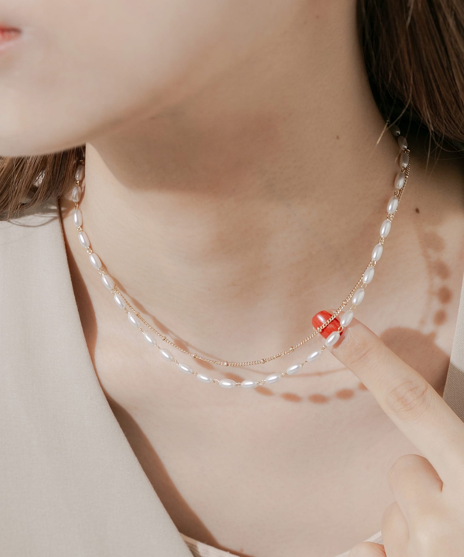 オーバルパール２セットネックレス