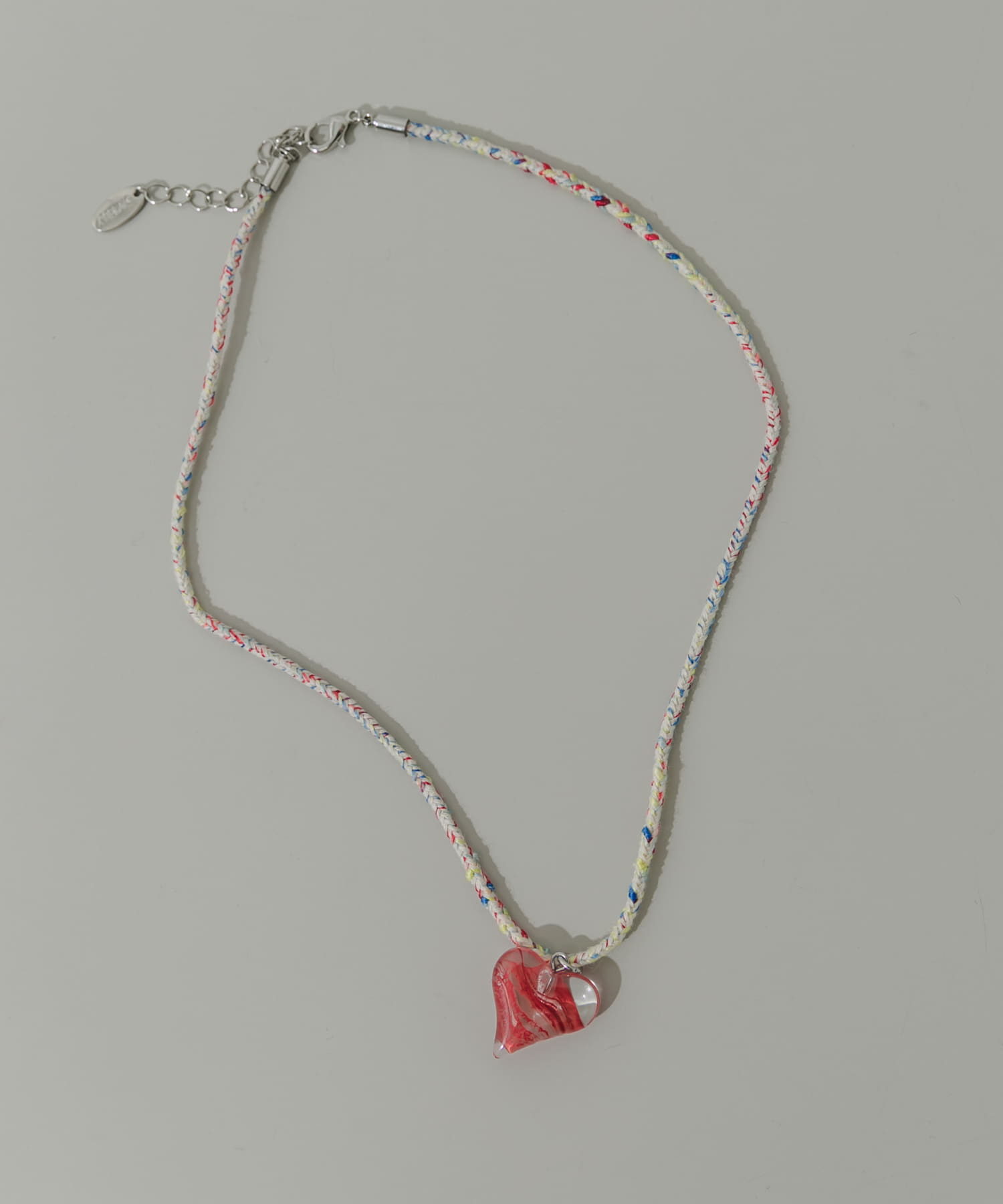 ハートモチーフコードネックレス RED -