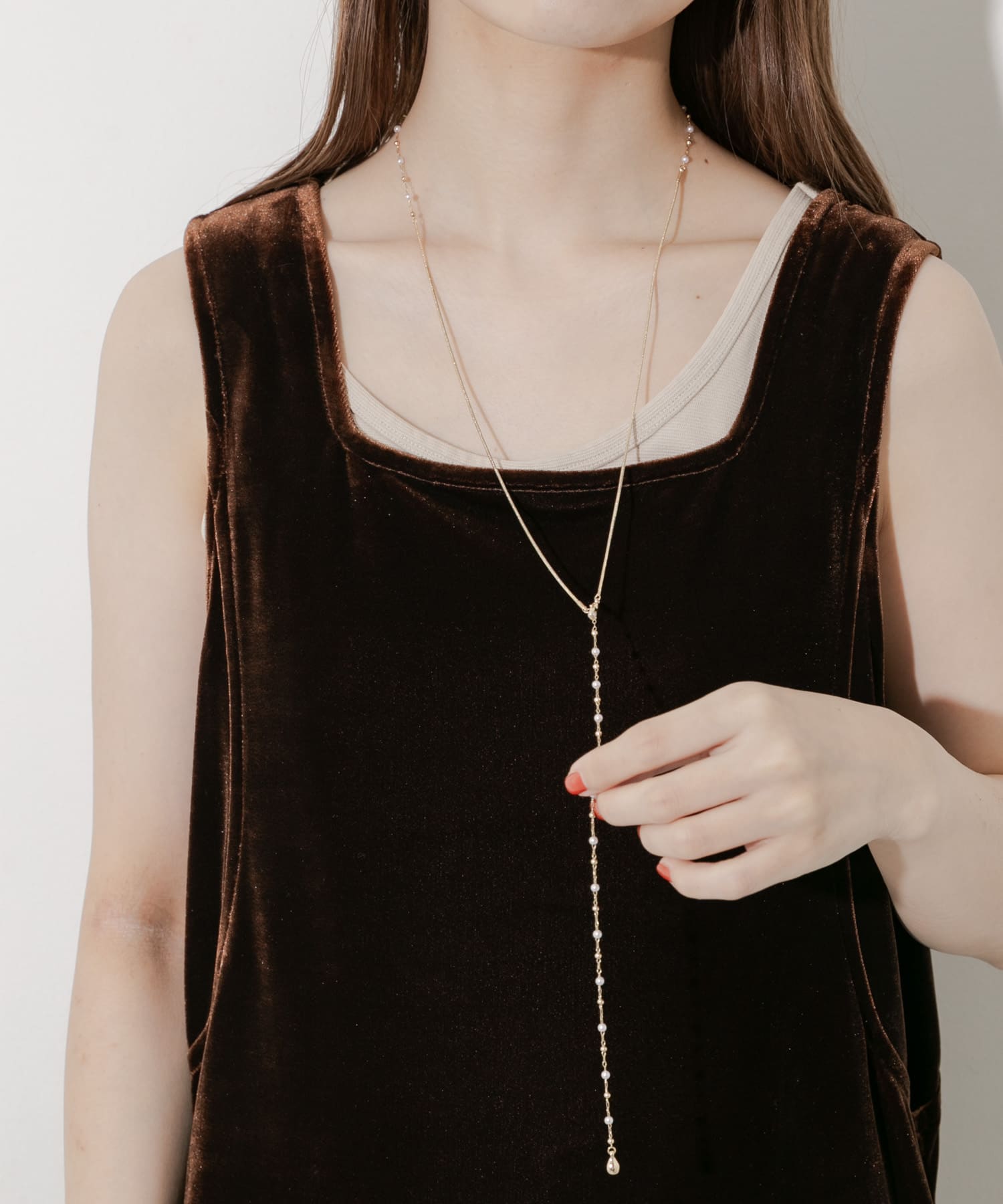 パールチェーンマルチWAYロングネックレス