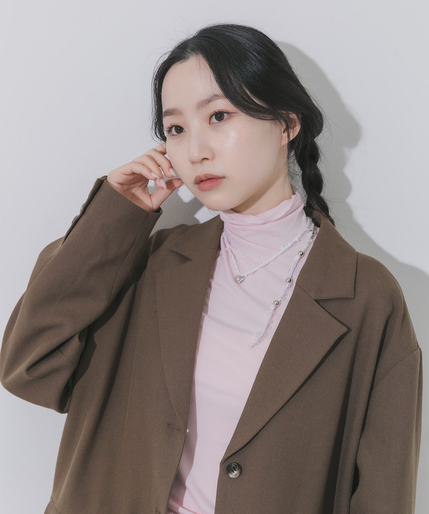 ウールヤーンハートチャームチョーカーネックレス WHT -