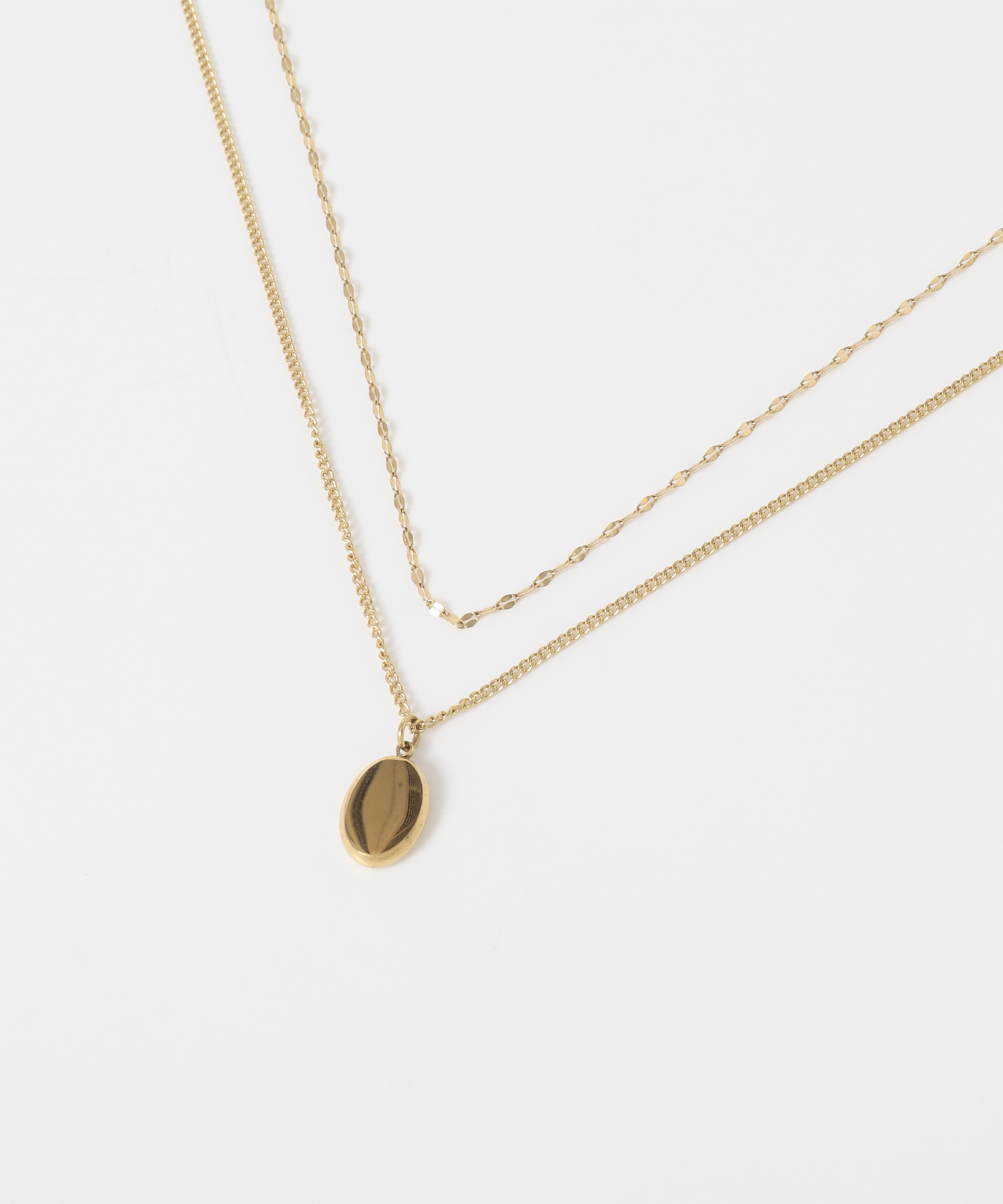 ステンレスオーバルトップ2セットネックレス GLD -