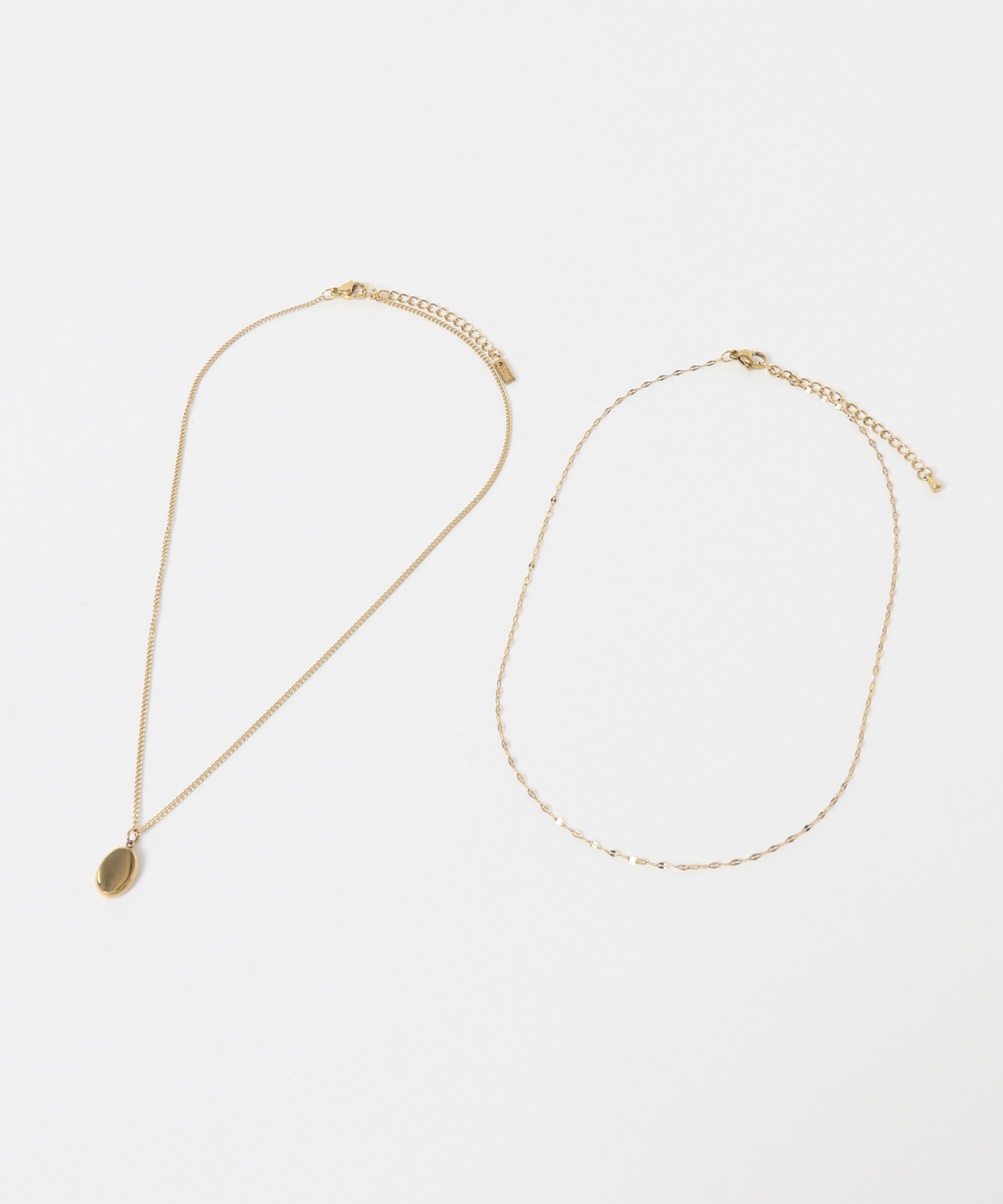 ステンレスオーバルトップ2セットネックレス GLD -