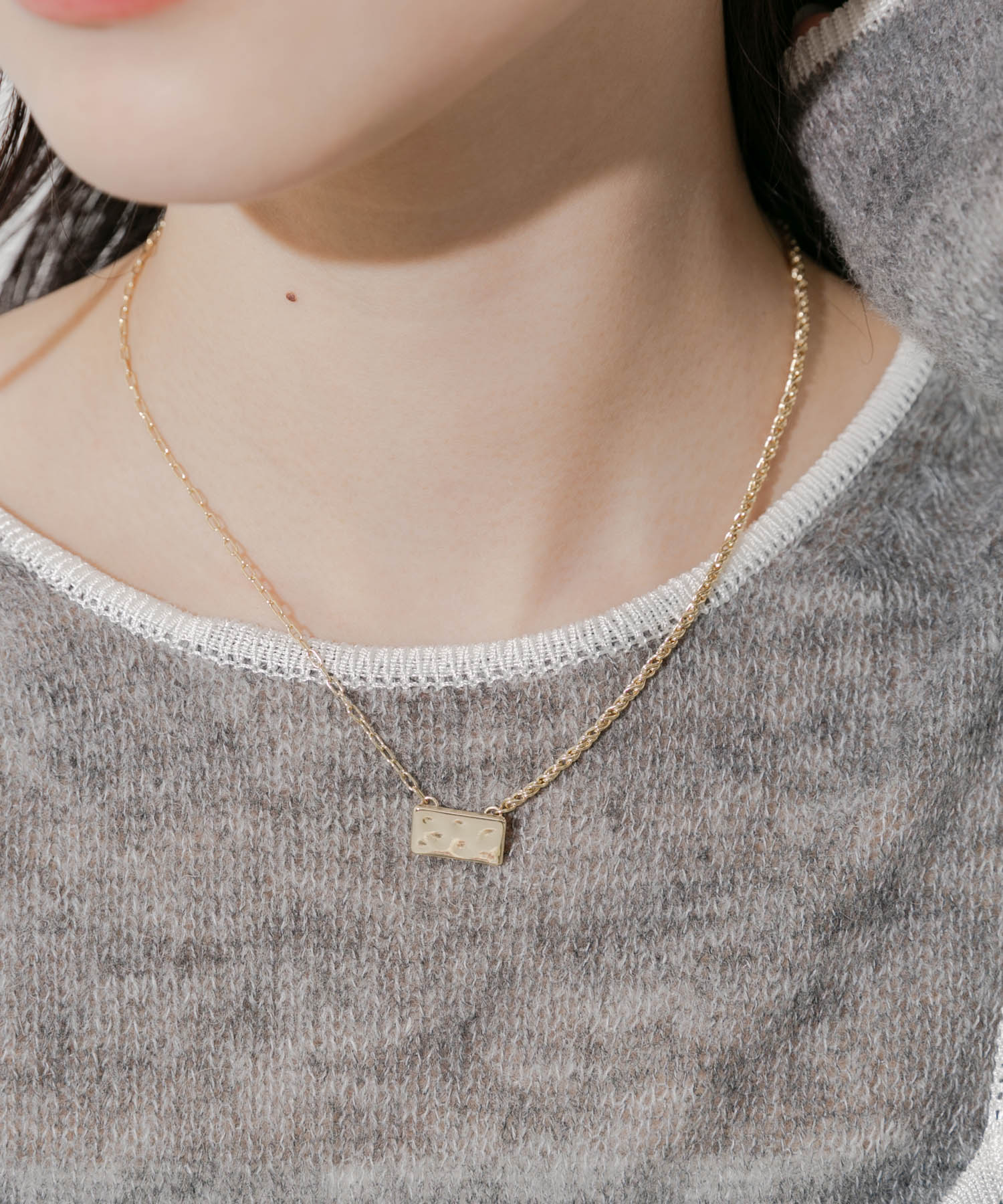 スクエアプレートトップネックレス GLD -