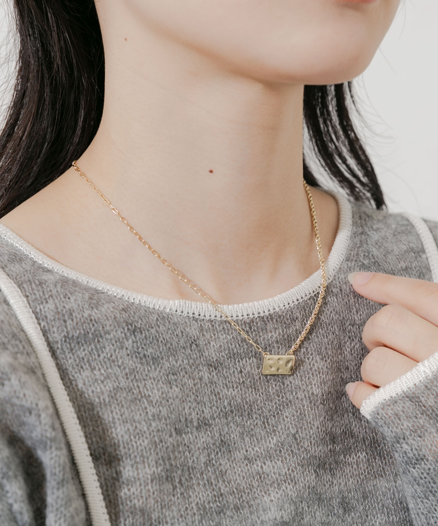 スクエアプレートトップネックレス GLD -