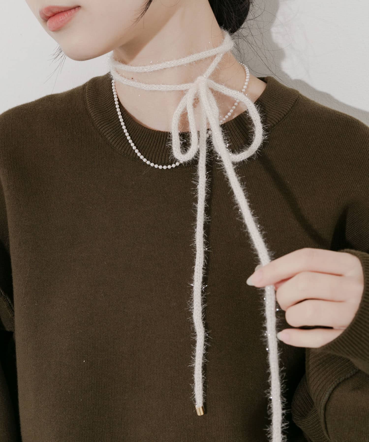 ラメフェザーヤーンコード2セットネックレス