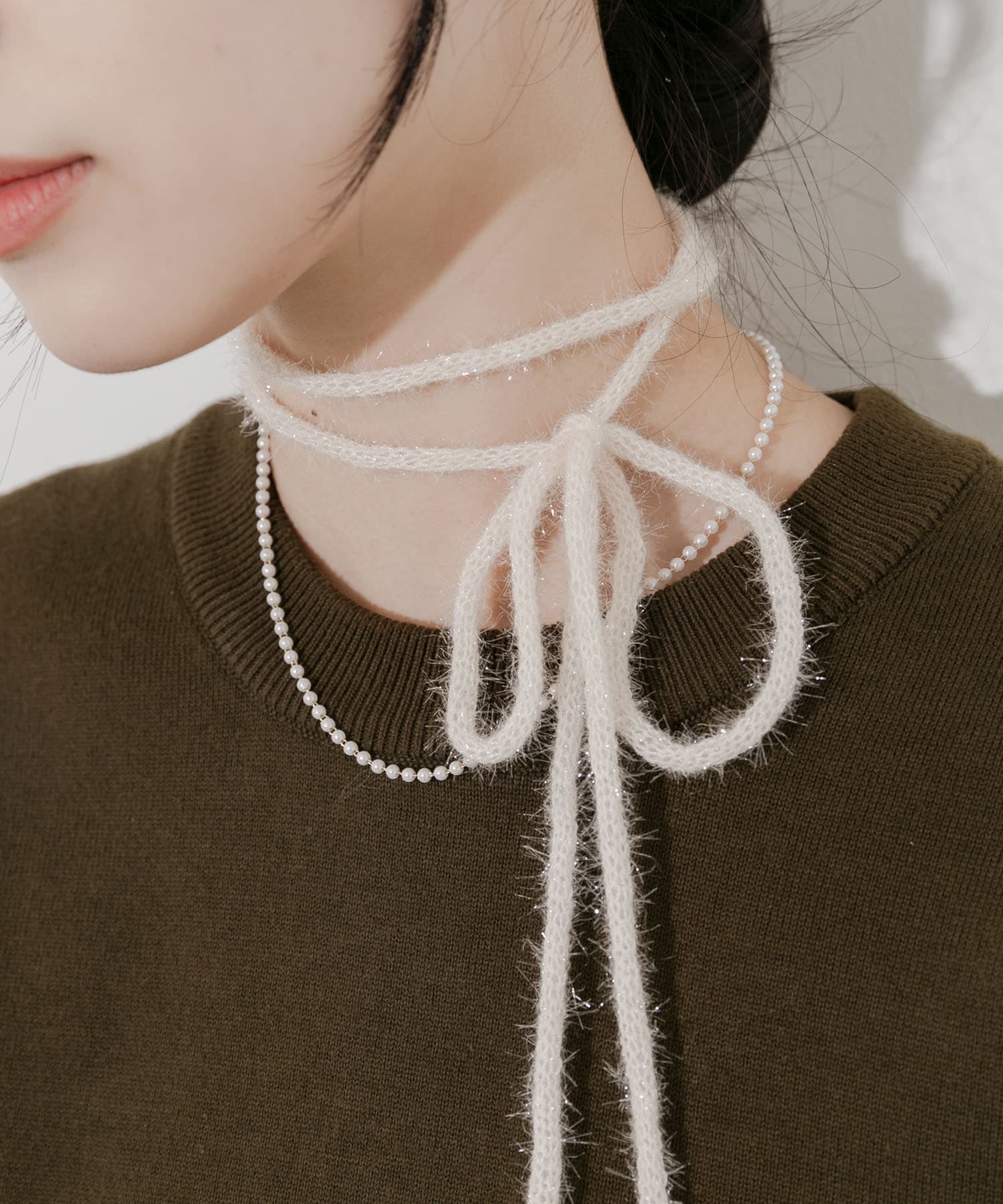 ラメフェザーヤーンコード2セットネックレス IVO -