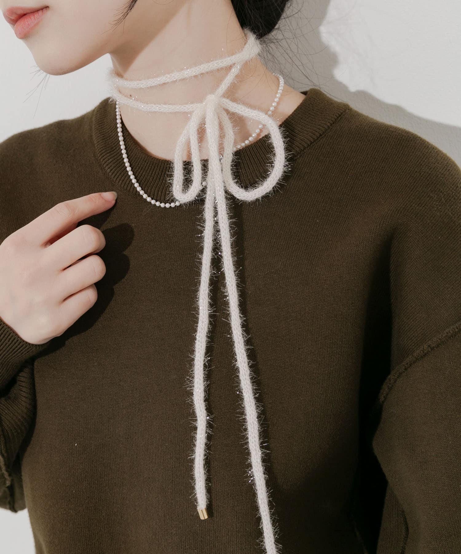 ラメフェザーヤーンコード2セットネックレス IVO -