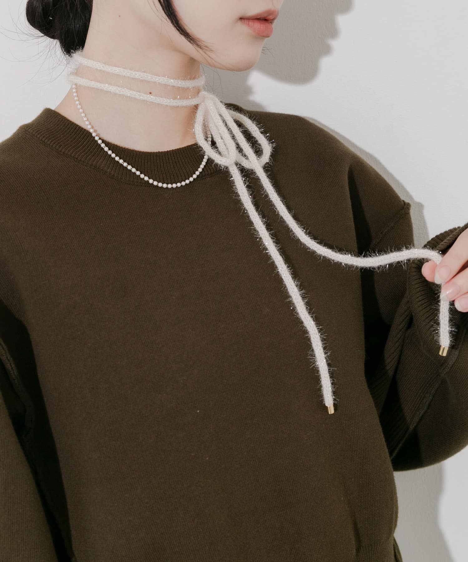 ラメフェザーヤーンコード2セットネックレス IVO -