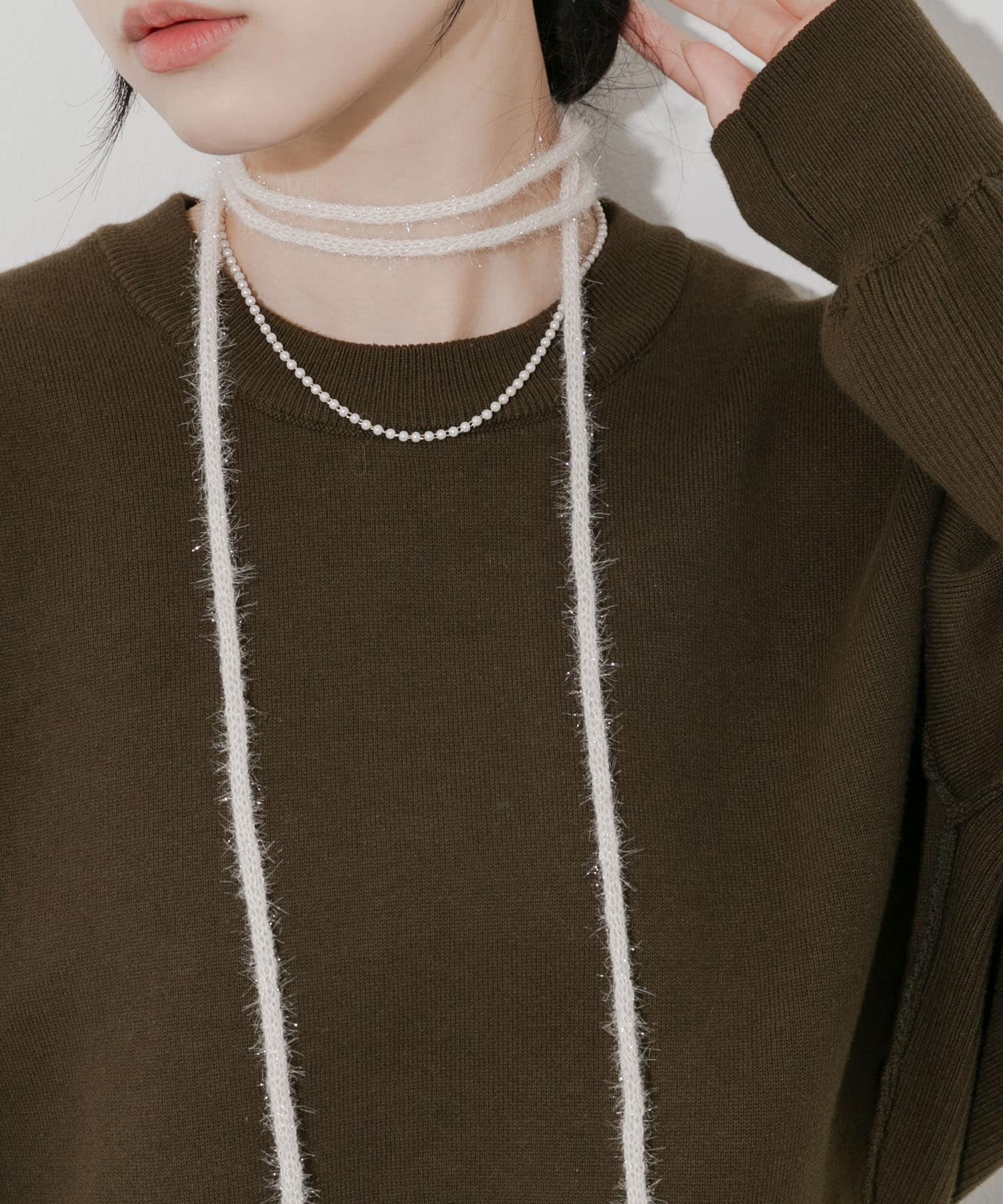 ラメフェザーヤーンコード2セットネックレス IVO -