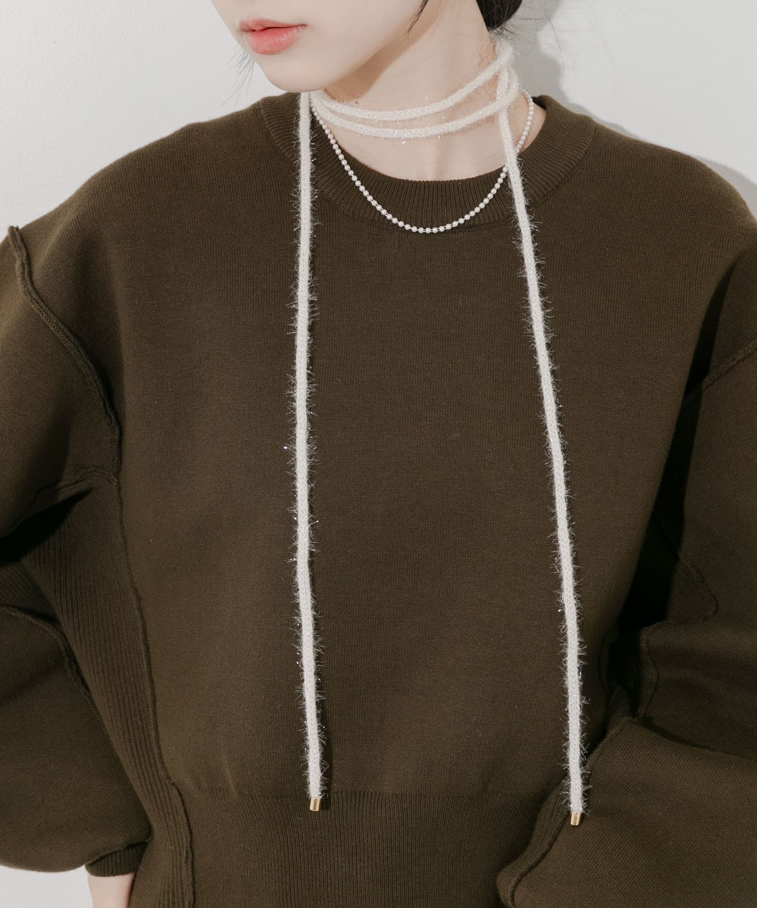 ラメフェザーヤーンコード2セットネックレス IVO -