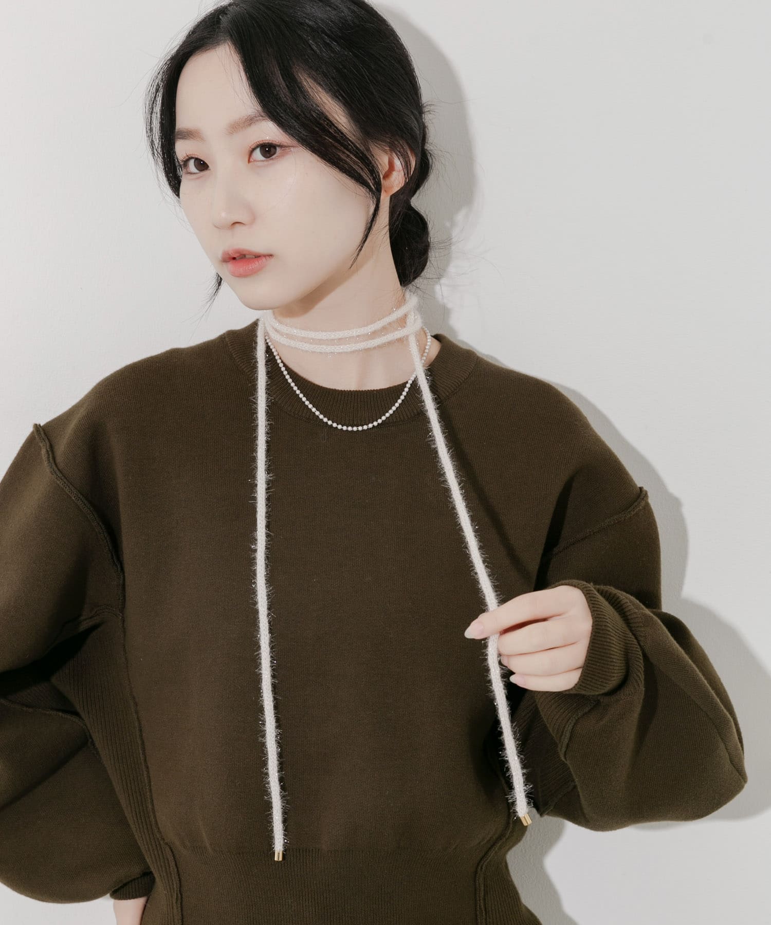 ラメフェザーヤーンコード2セットネックレス IVO -