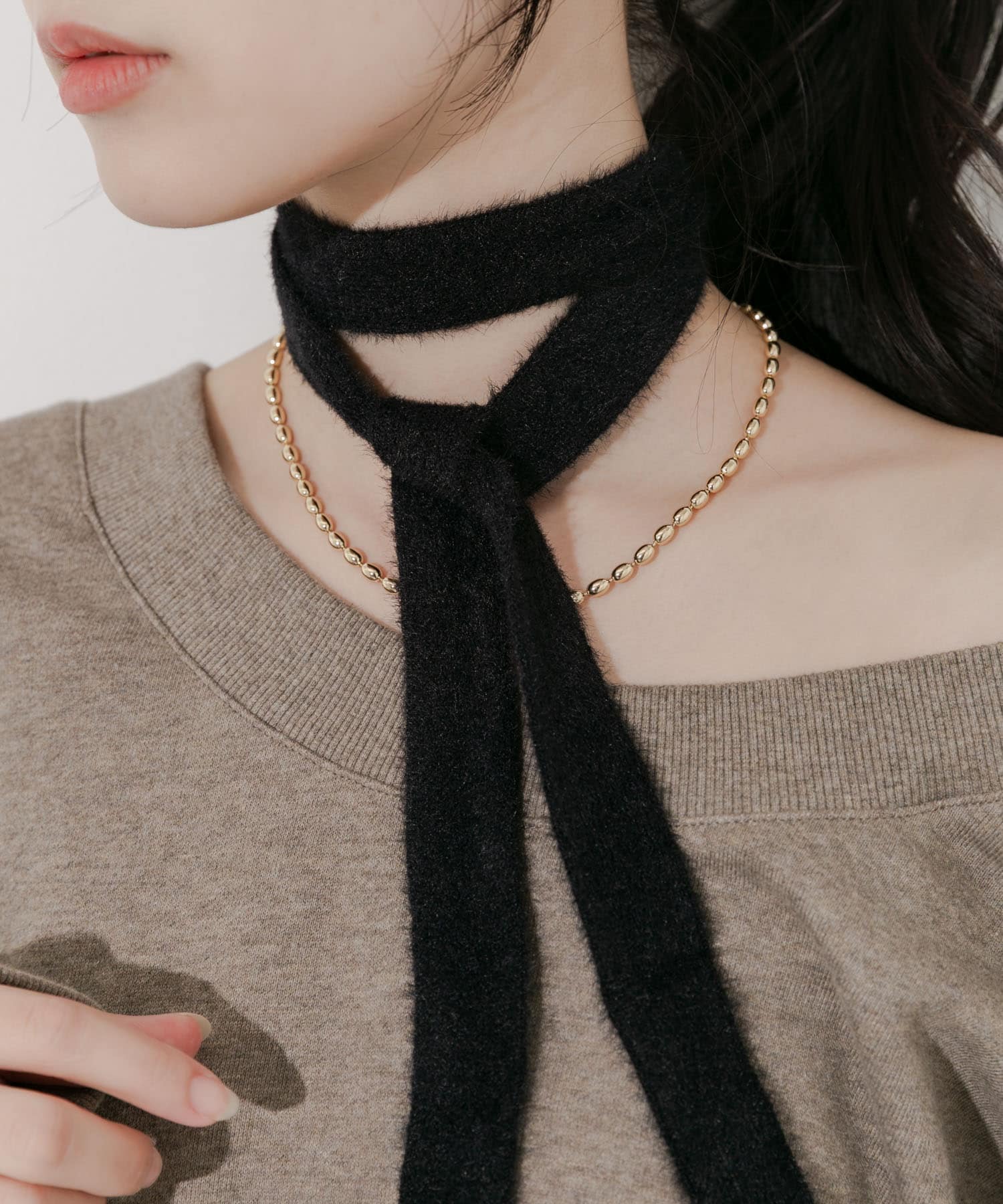 マルチWAYニットセットネックレス BK/GD -