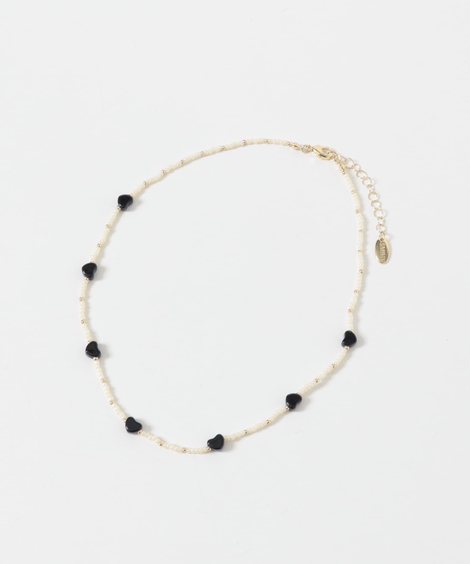 ハートビーズネックレス BK/BE -