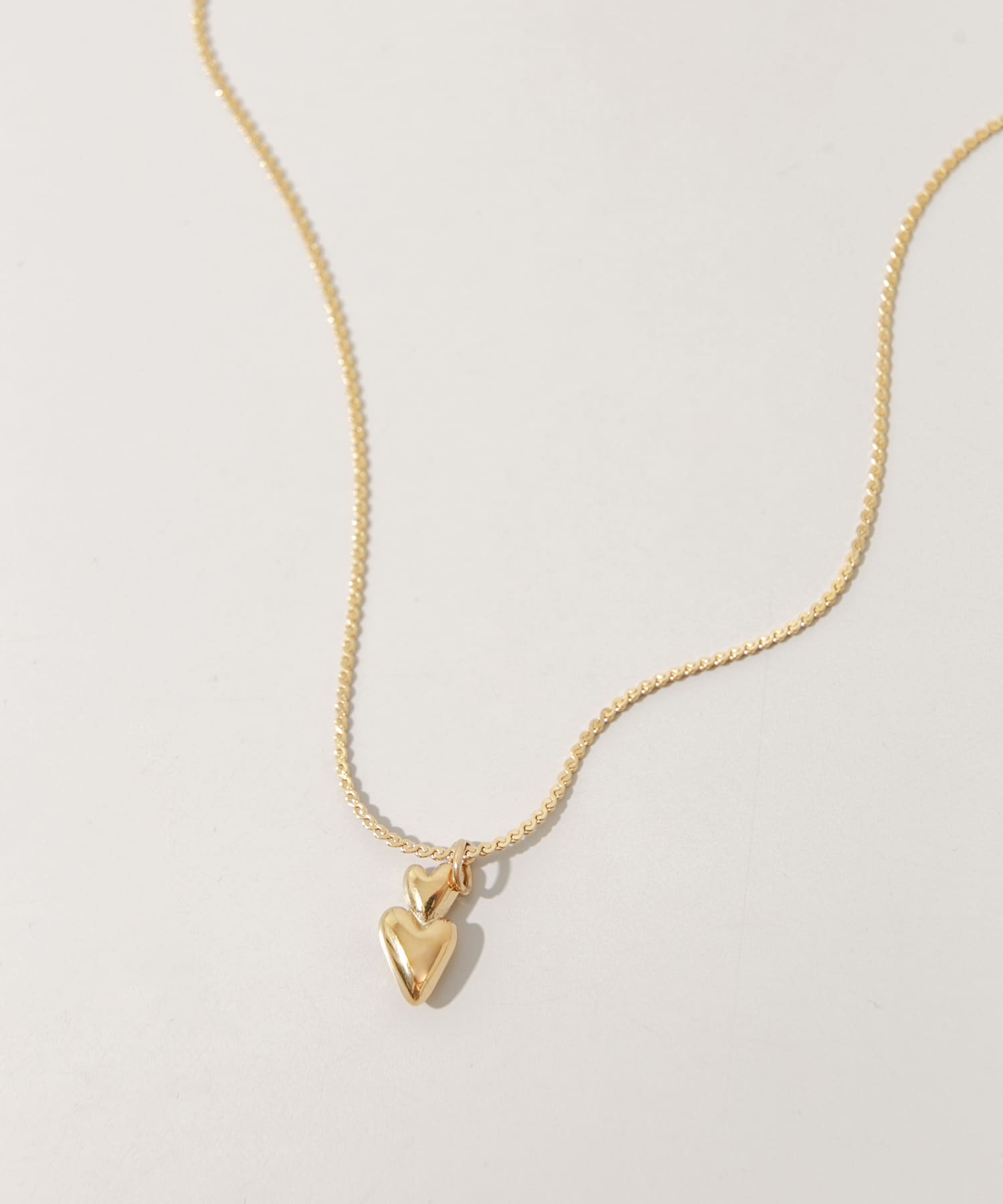 ステンレスダブルハートネックレス GLD -