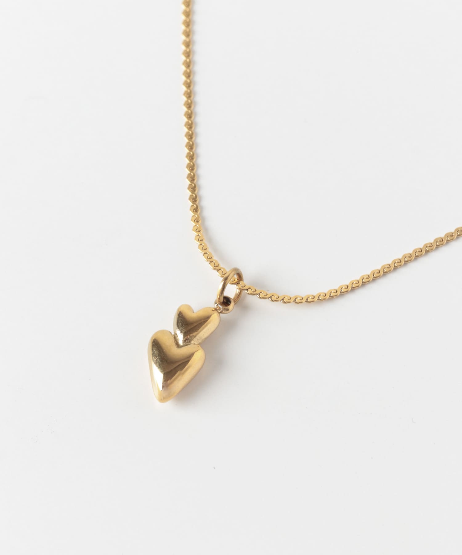 ステンレスダブルハートネックレス GLD -