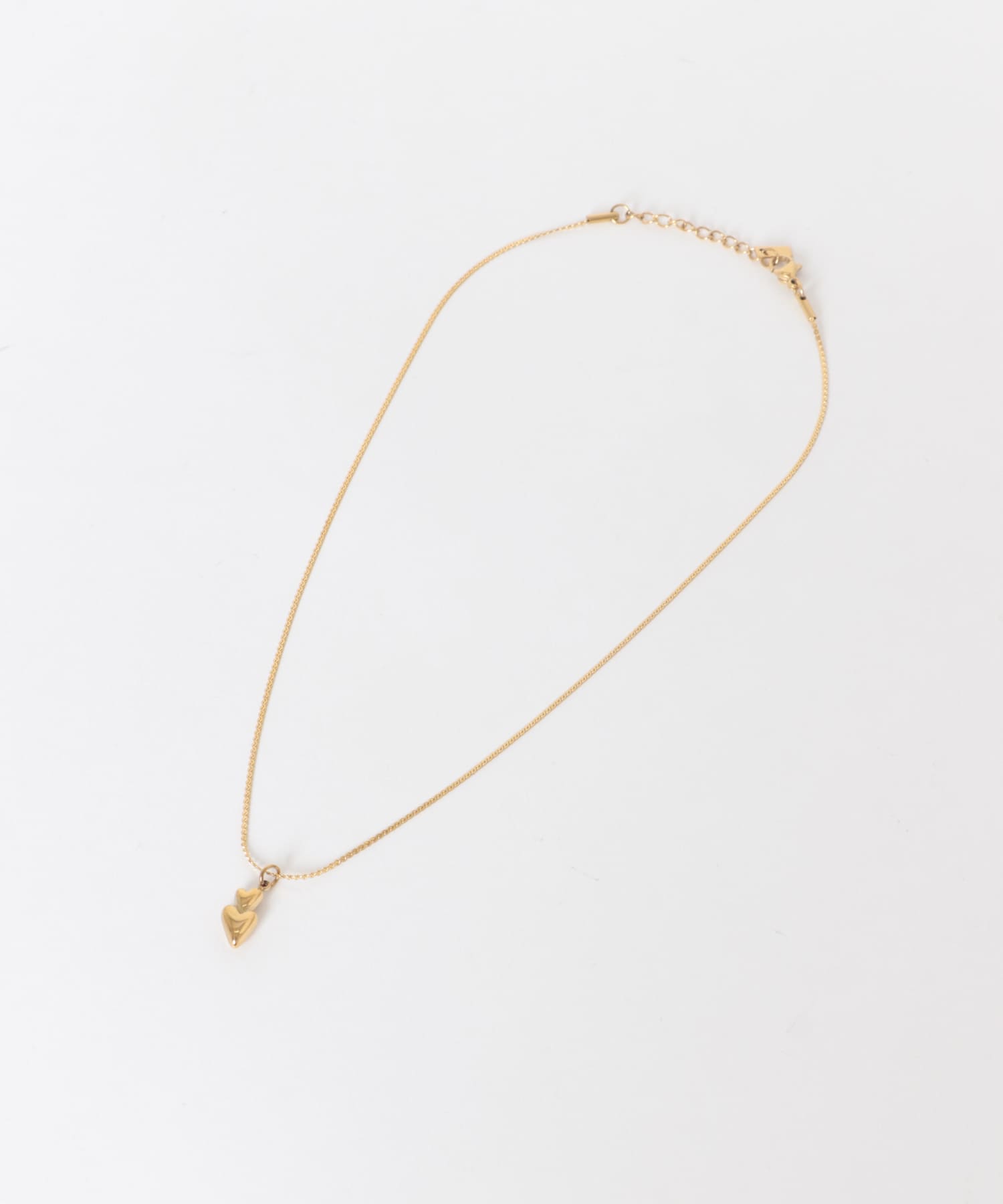 ステンレスダブルハートネックレス GLD -