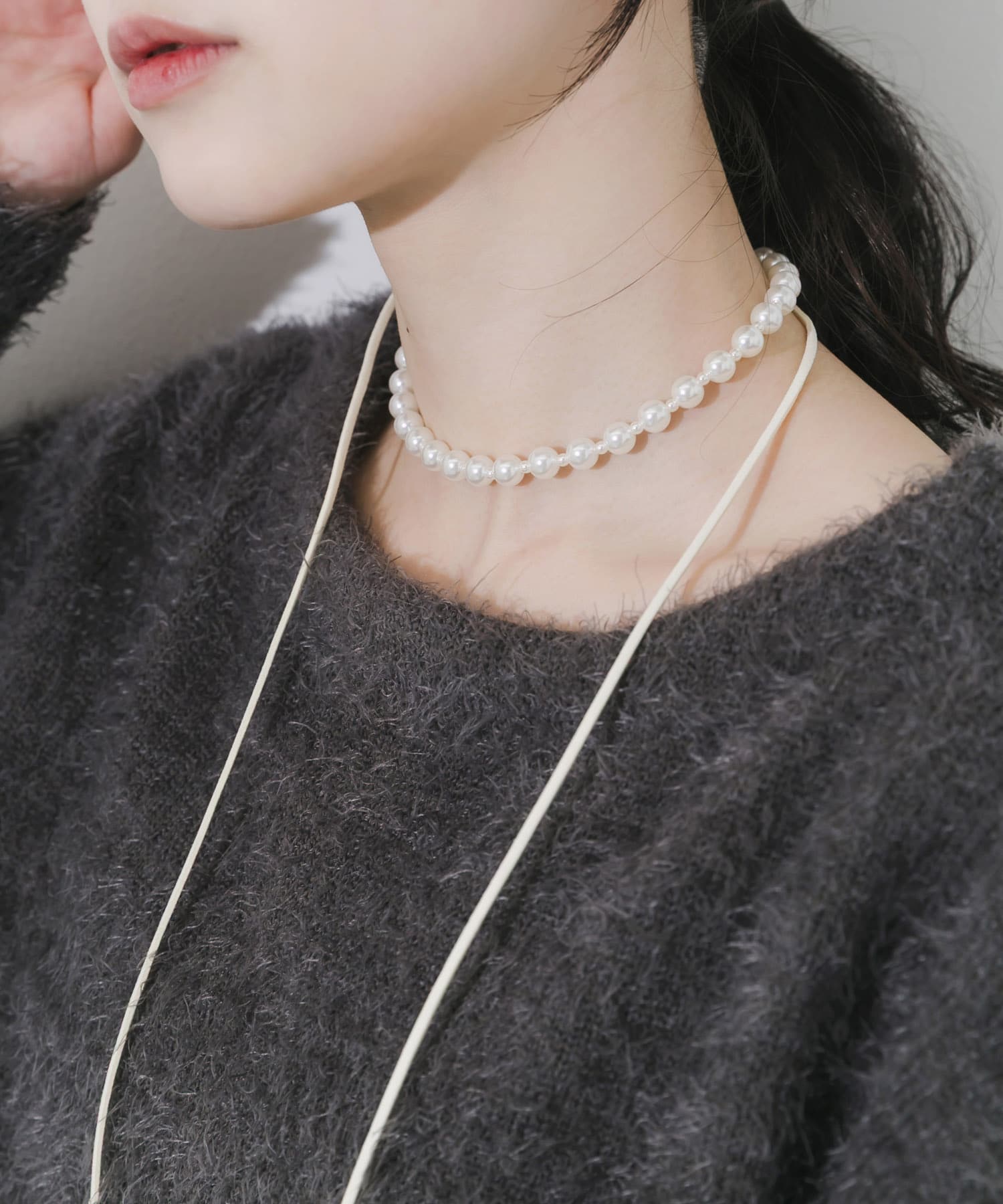 パールコードチョーカーネックレス