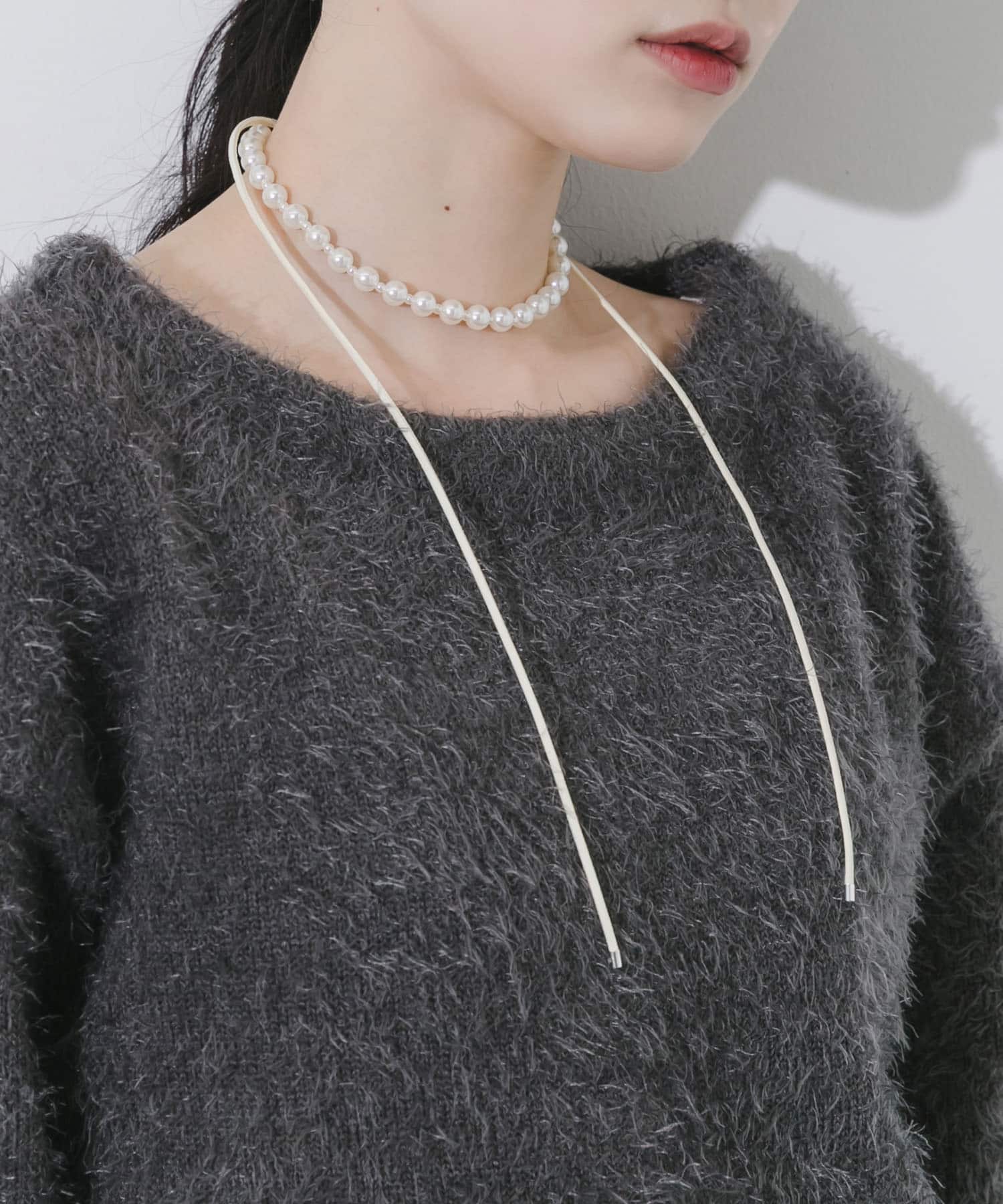 パールコードチョーカーネックレス IVO -