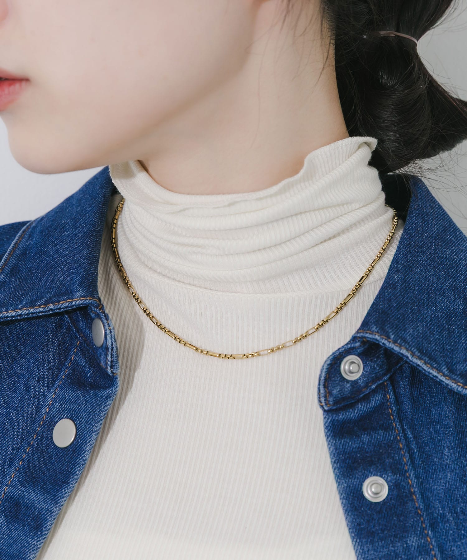 ステンレスデザインチェーンネックレス GLD -