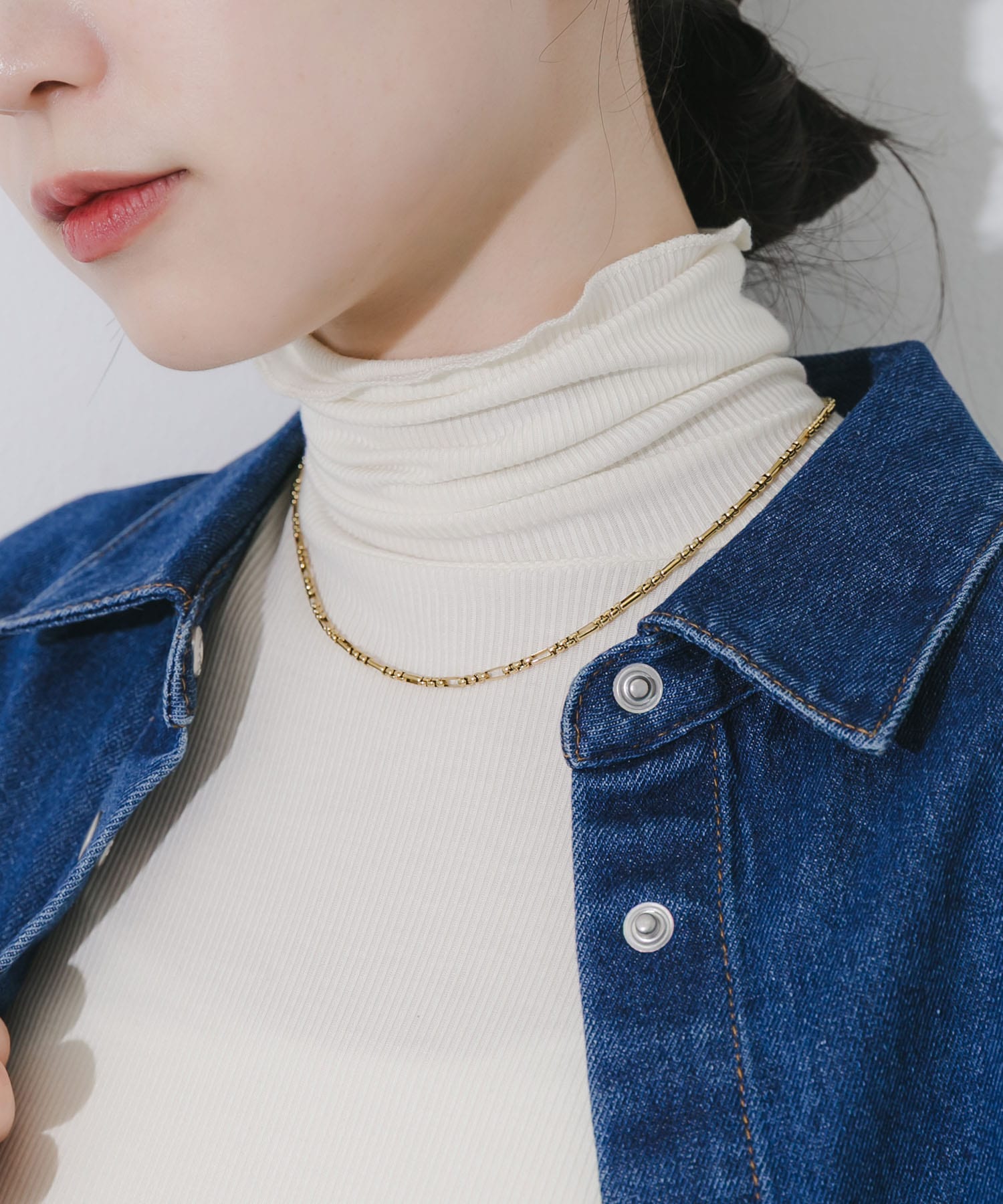 ステンレスデザインチェーンネックレス GLD -