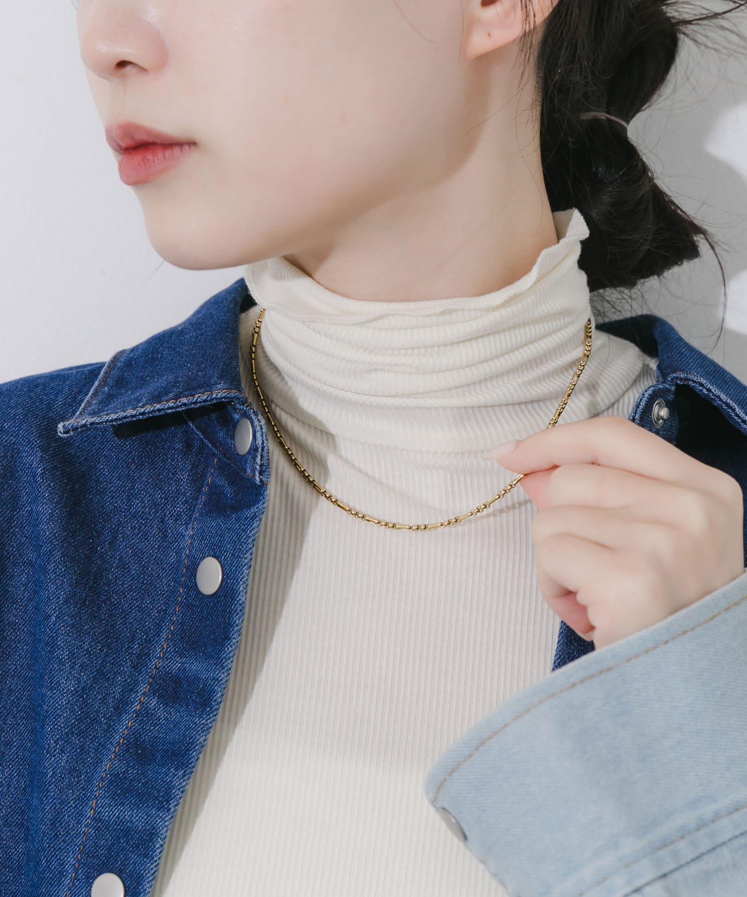 ステンレスデザインチェーンネックレス GLD -