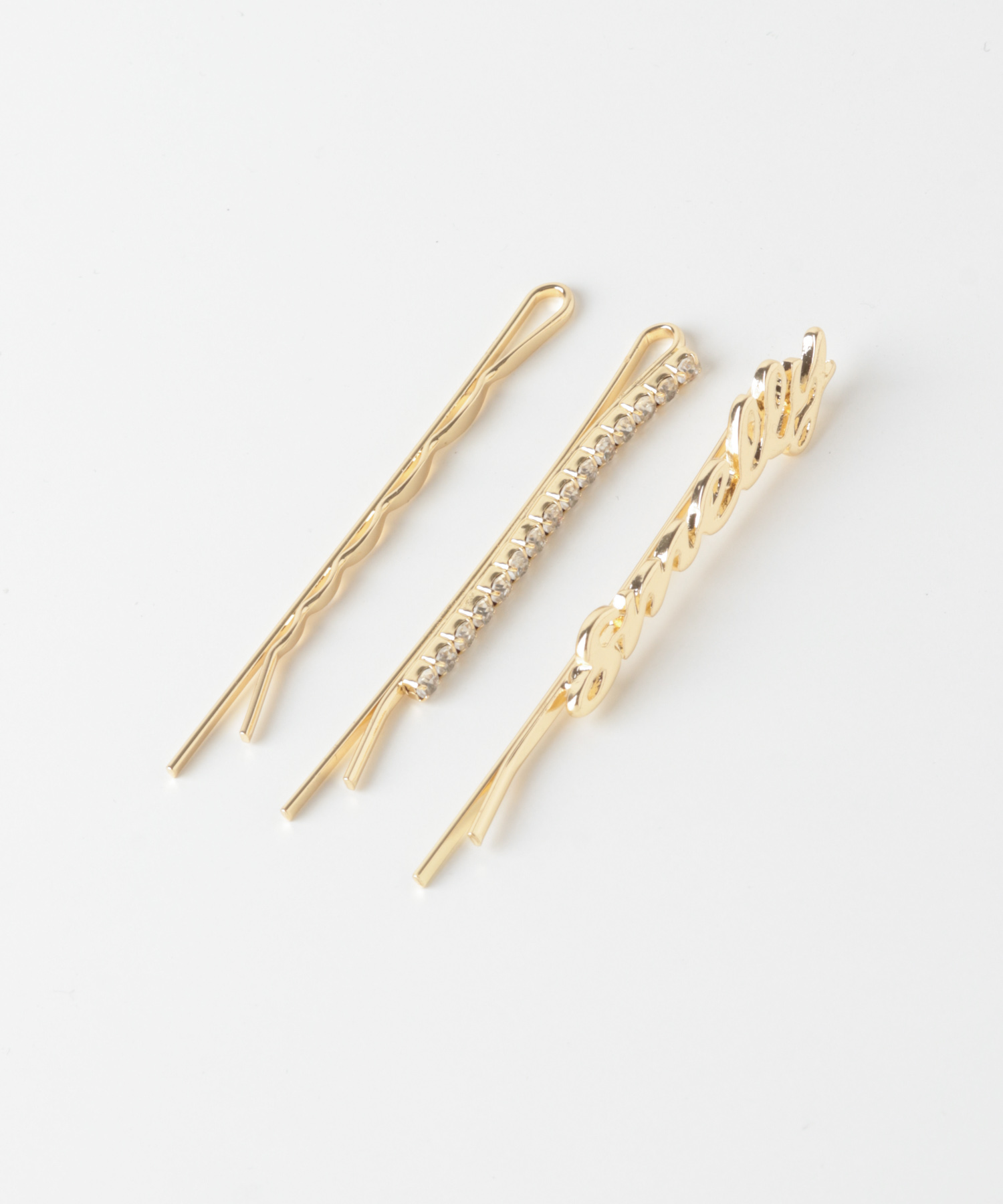 3セットロゴヘアピン GLD -